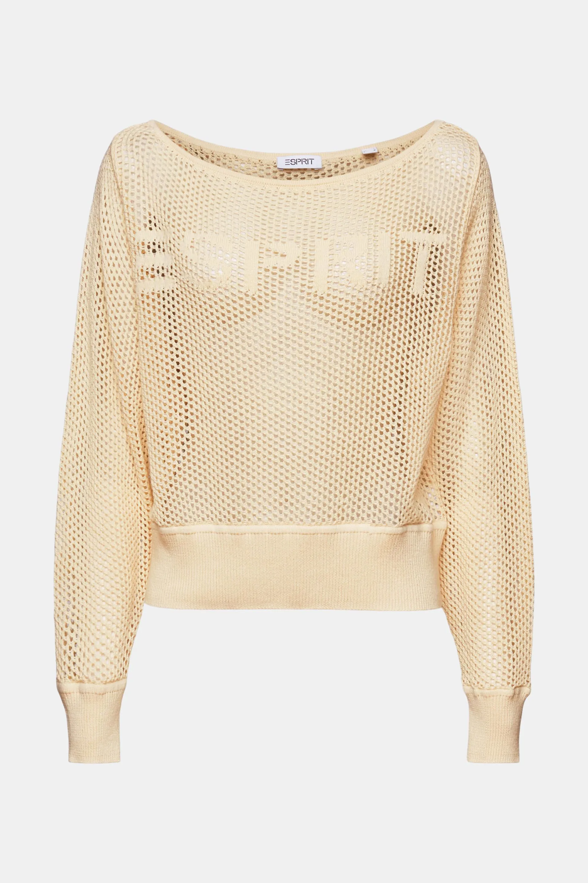 Pullover in mesh con scollo a barchetta e logo