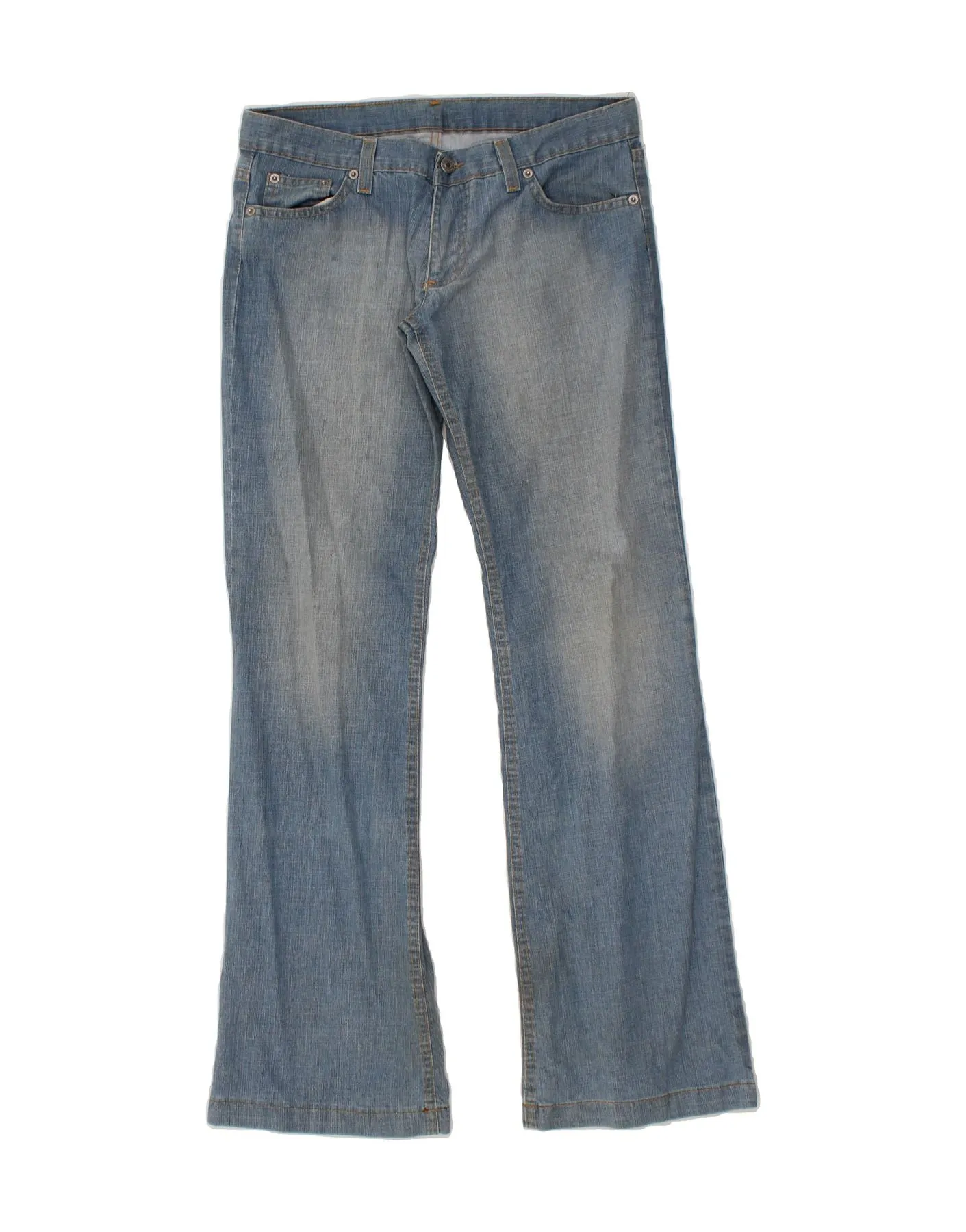 RICHMOND Womens Graphic Bootcut Jeans UK 12 Medium W30 L32 Blue Polyester