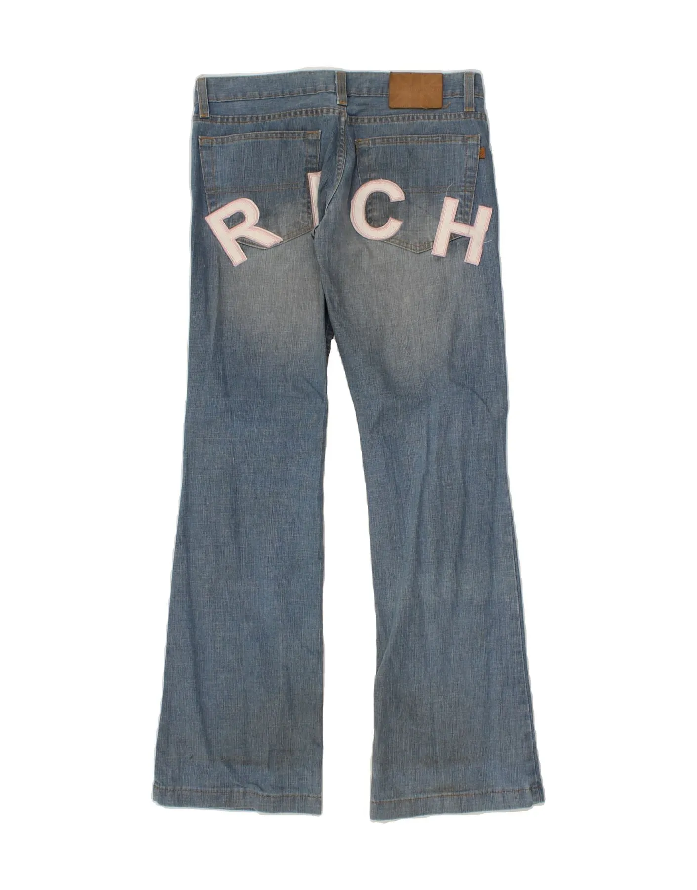 RICHMOND Womens Graphic Bootcut Jeans UK 12 Medium W30 L32 Blue Polyester