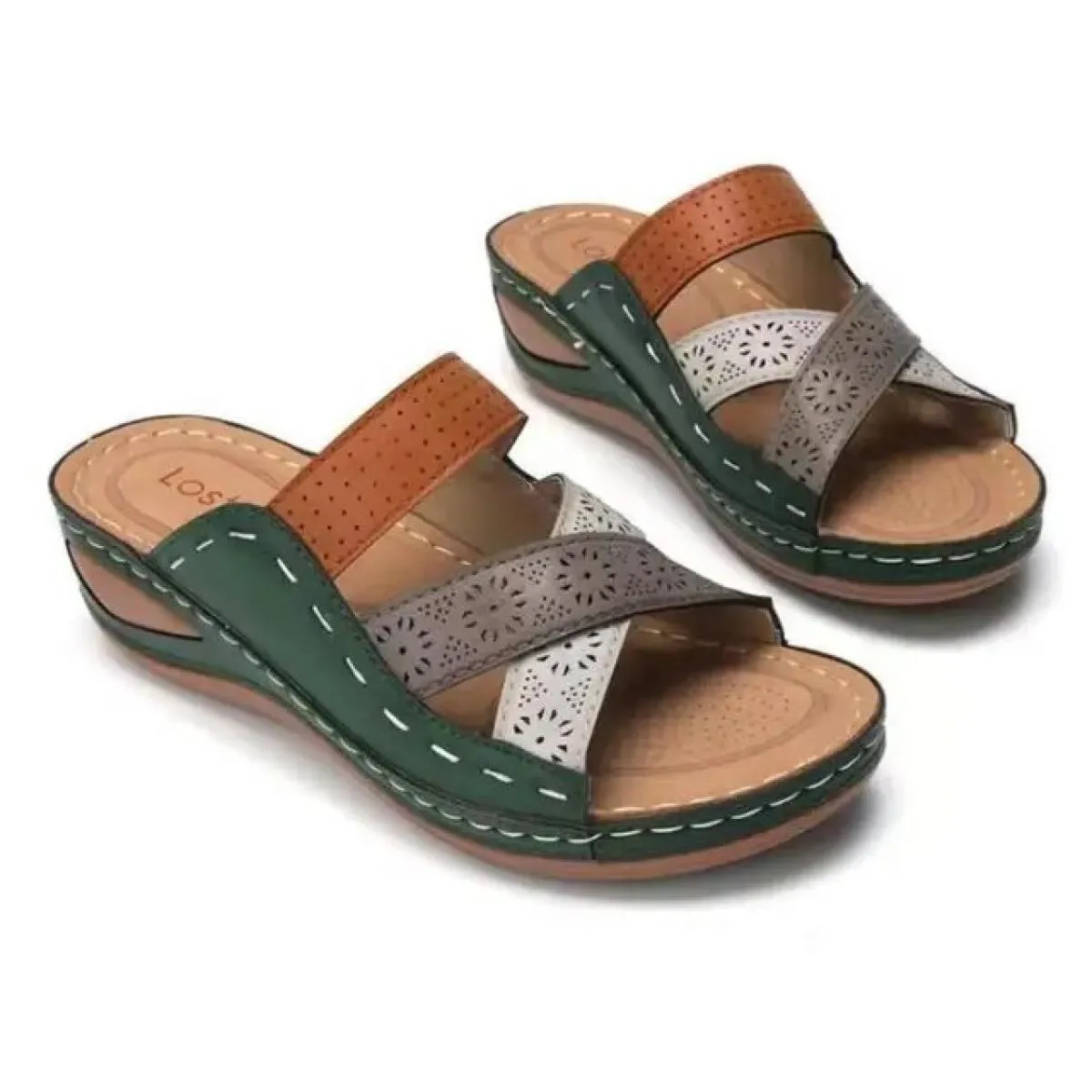 Sandali da donna 2024 Scarpe con zeppa alla moda per pantofole da donna Scarpe estive con sandali con tacco Infradito da donna C