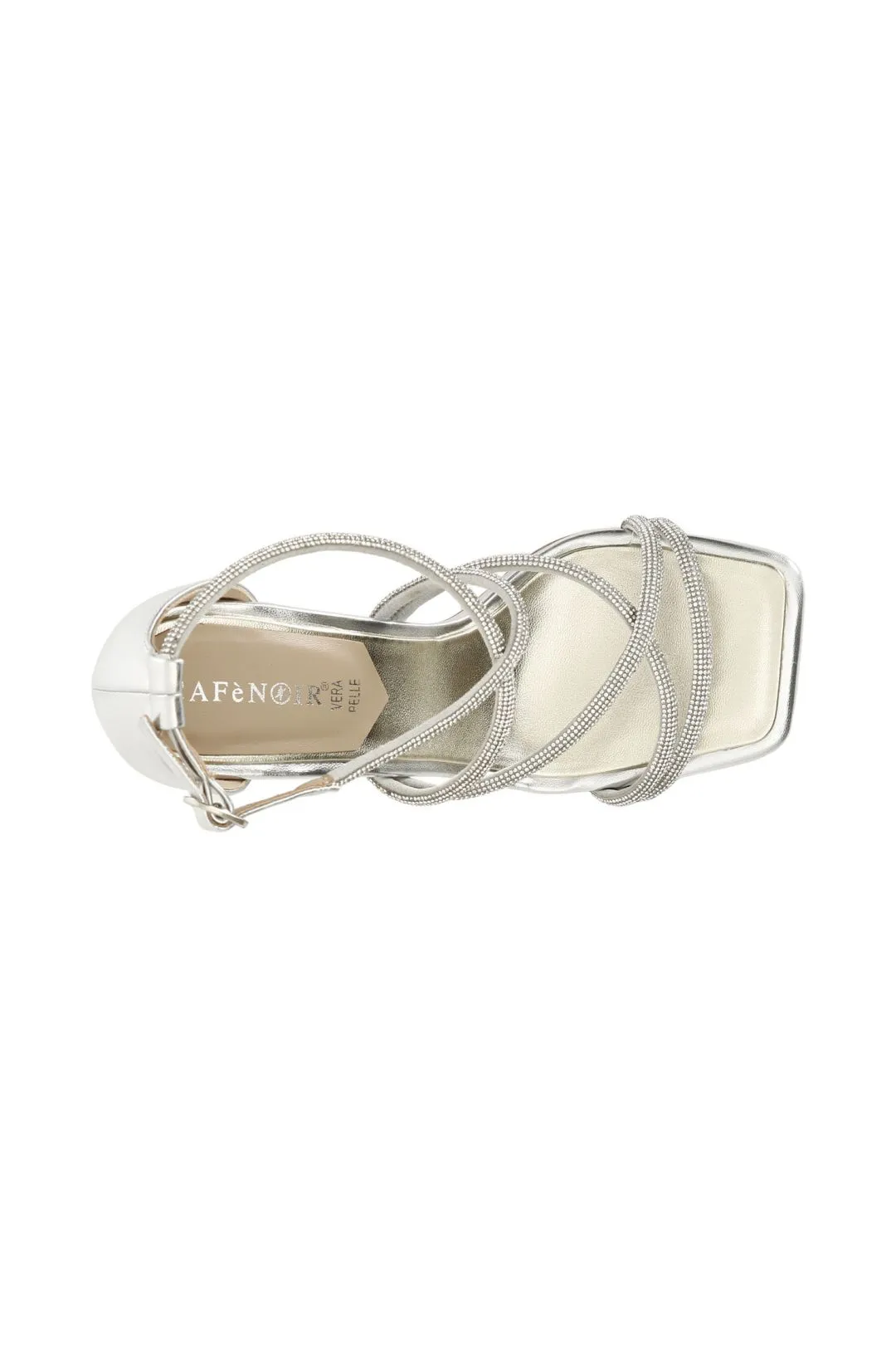 sandali doppio incrocio con strass argento
