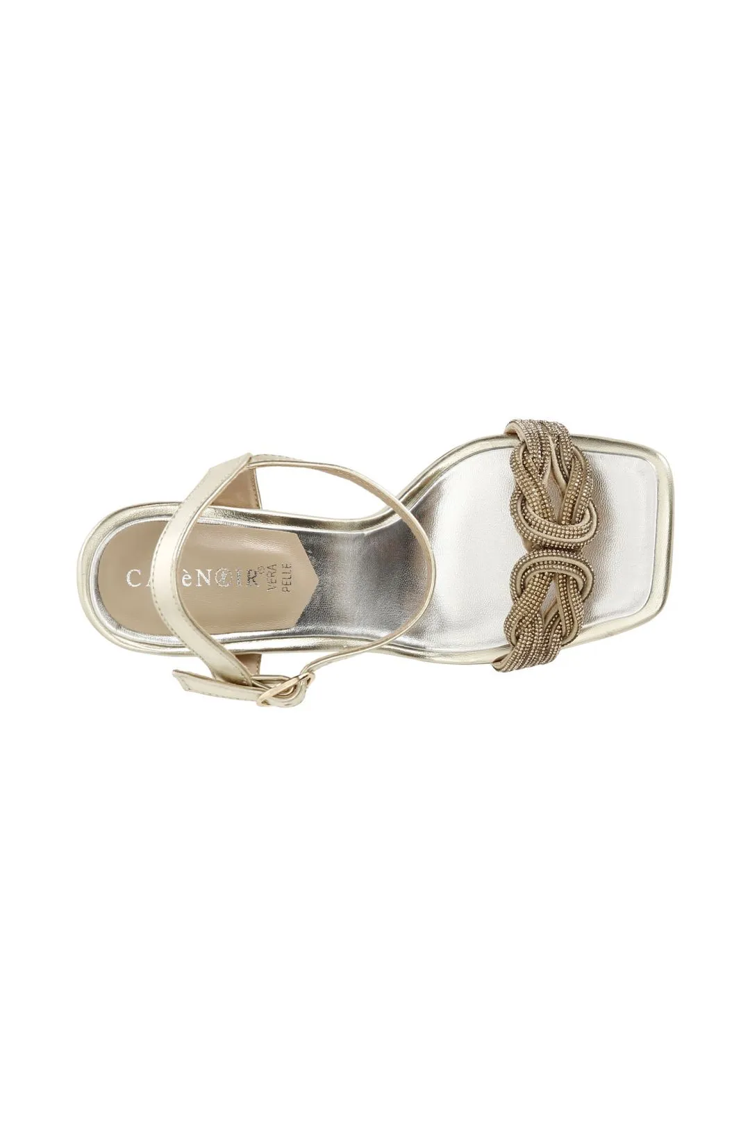 sandali doppio nodo con strass platino