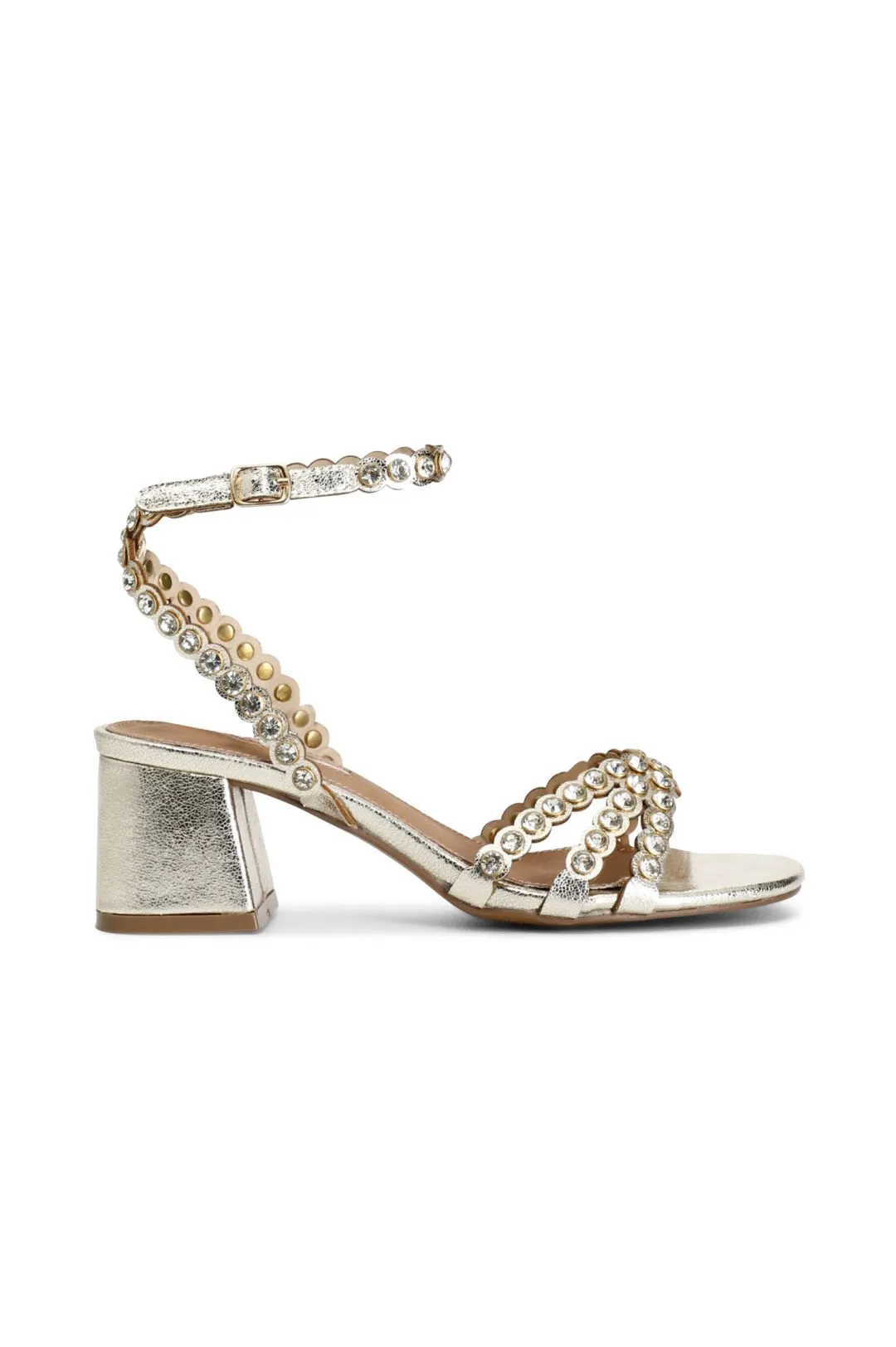 sandali in metallizzato con strass platino