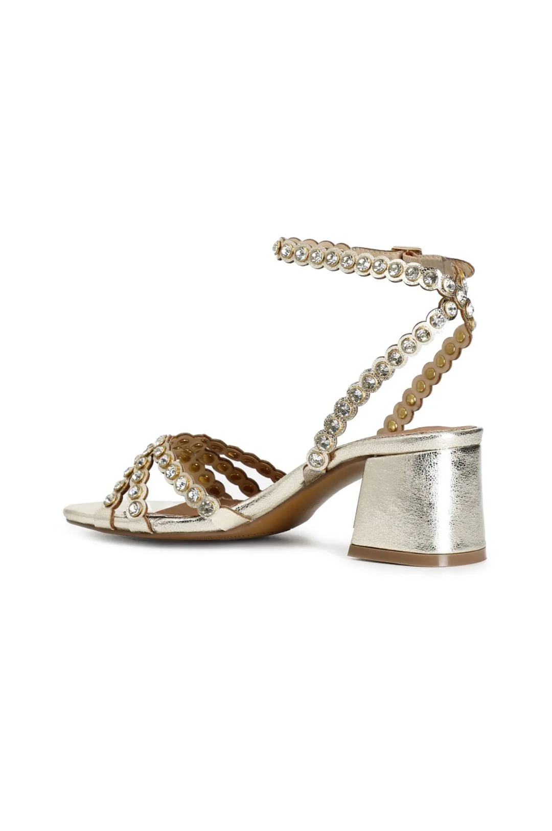 sandali in metallizzato con strass platino