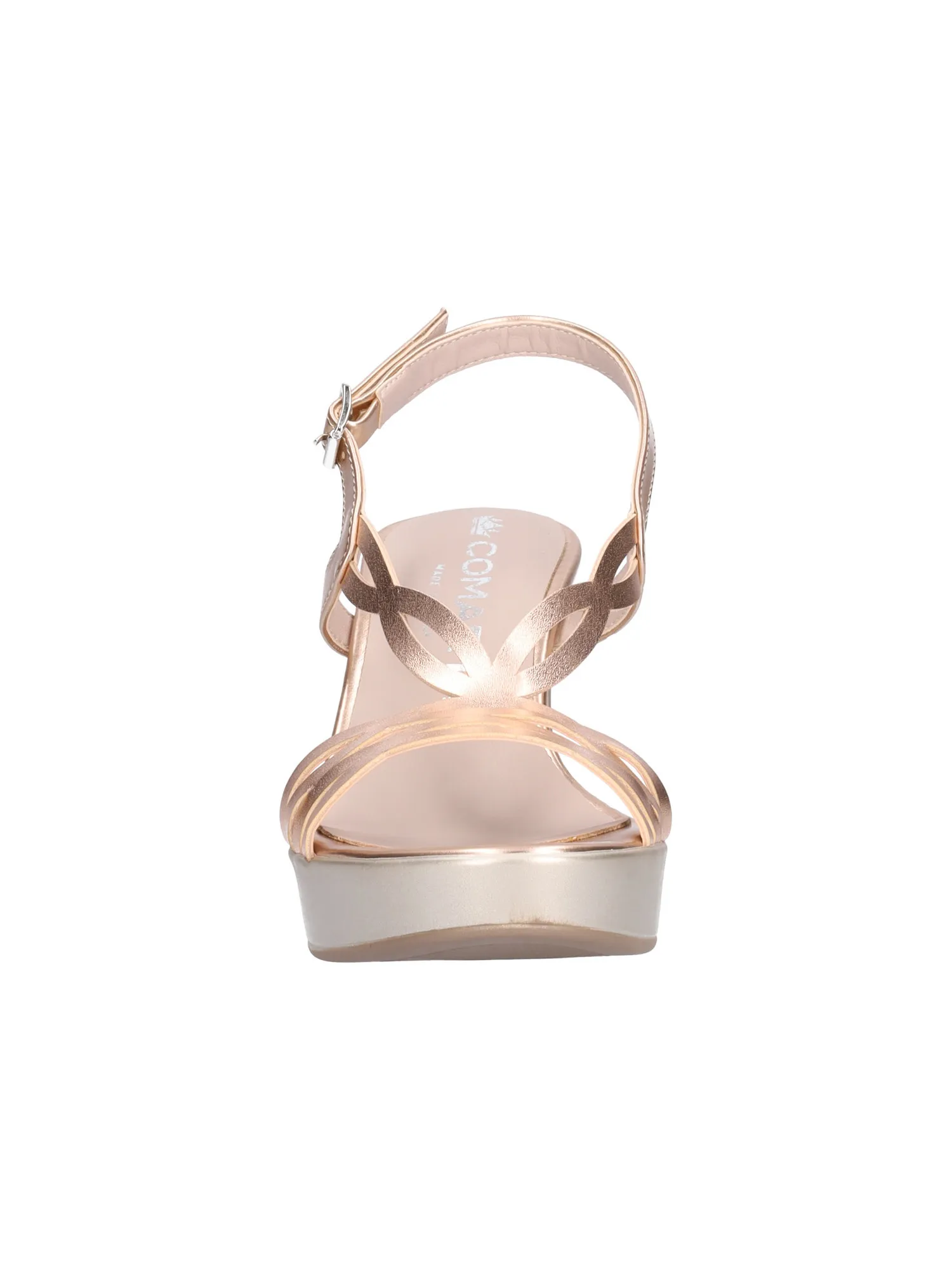 Sandalo tacco largo Comart da donna nude metal