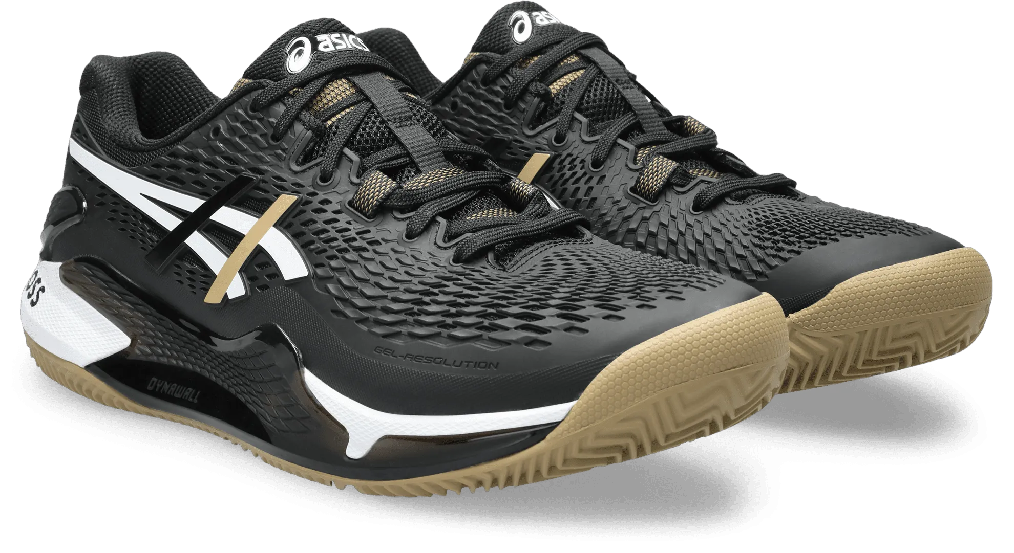 SCARPA DA TENNIS DA UOMO ASICS GEL-RESOLUTION 9 CLAY BLACK CAMEL 1041A458 001