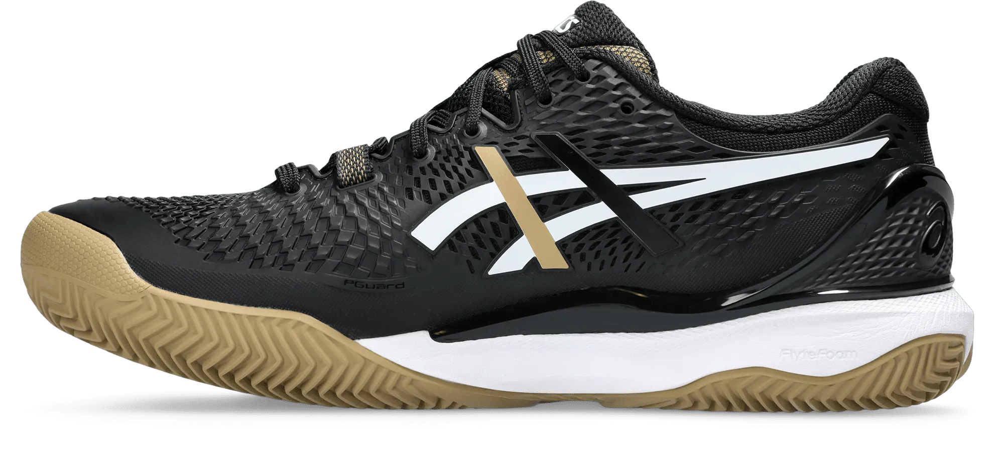 SCARPA DA TENNIS DA UOMO ASICS GEL-RESOLUTION 9 CLAY BLACK CAMEL 1041A458 001