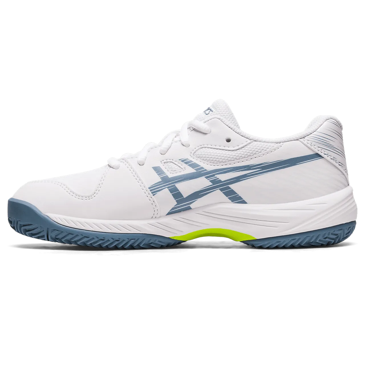 SCARPA DA TENNIS JUNIOR ASICS GAME 9 GS CLAY OC WHITE STEEL BLUE 1044A057 101