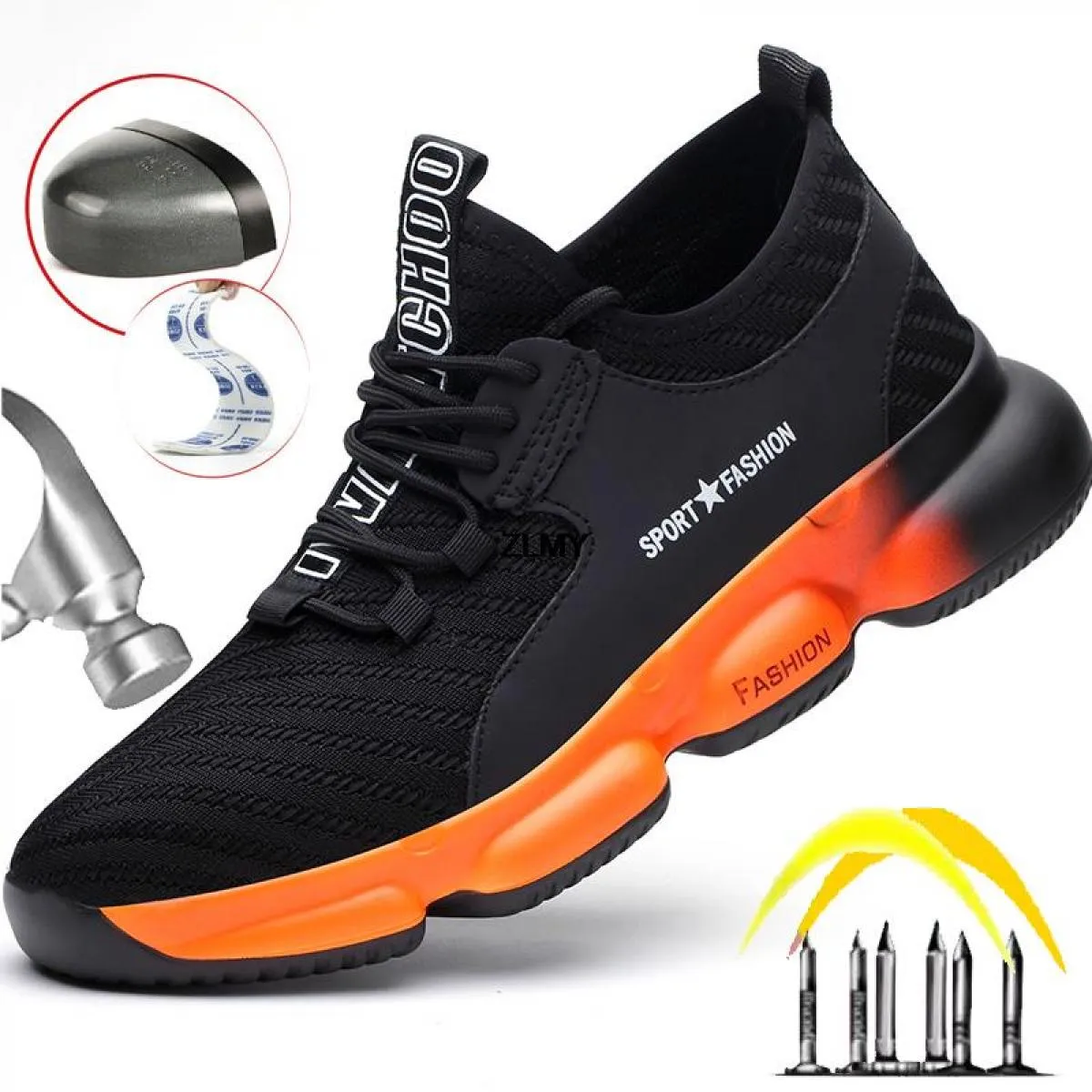 Scarpe antinfortunistiche moda Uomo Scarpe da lavoro traspiranti con punta in acciaio Uomo Sneaker industriale Stivali antinfort