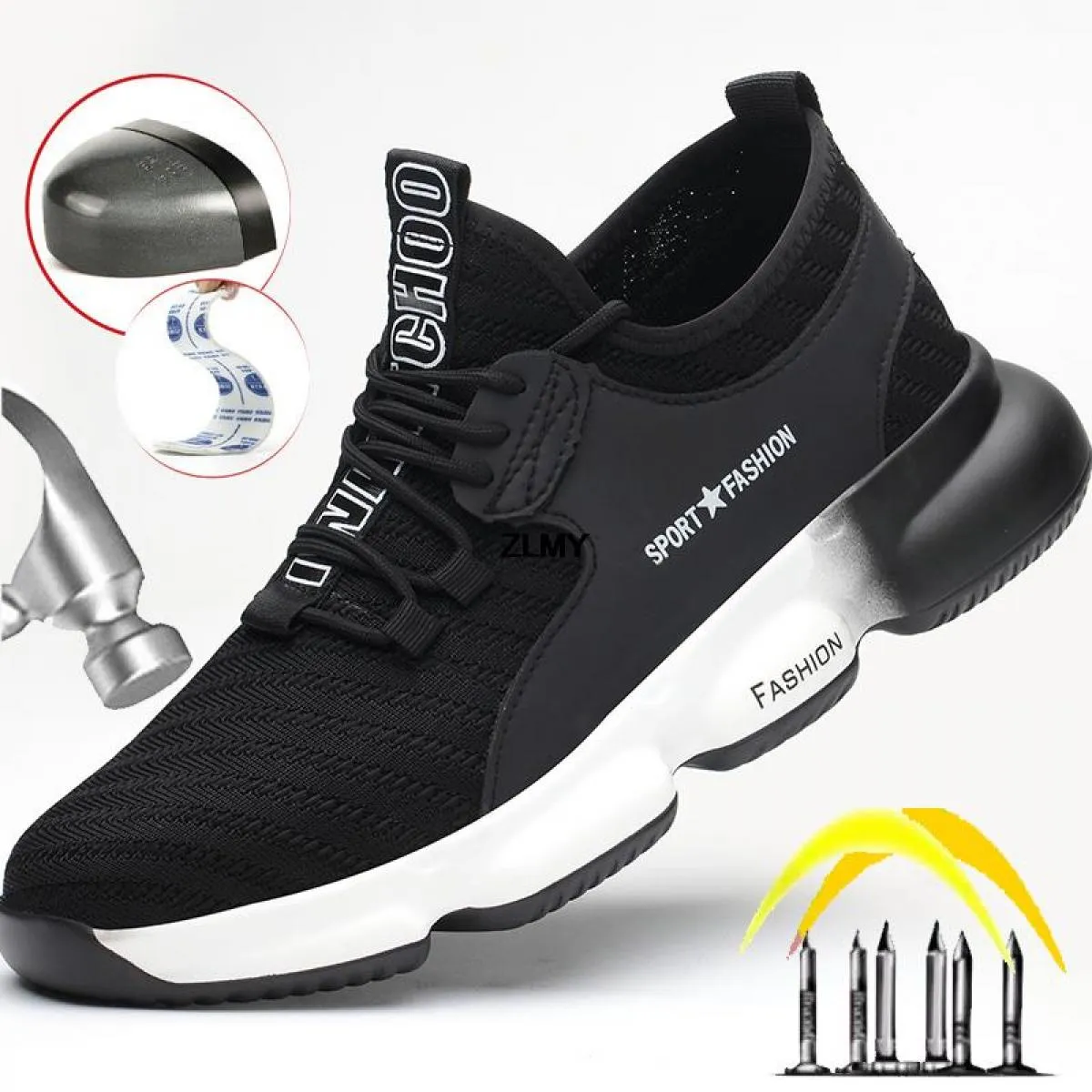 Scarpe antinfortunistiche moda Uomo Scarpe da lavoro traspiranti con punta in acciaio Uomo Sneaker industriale Stivali antinfort