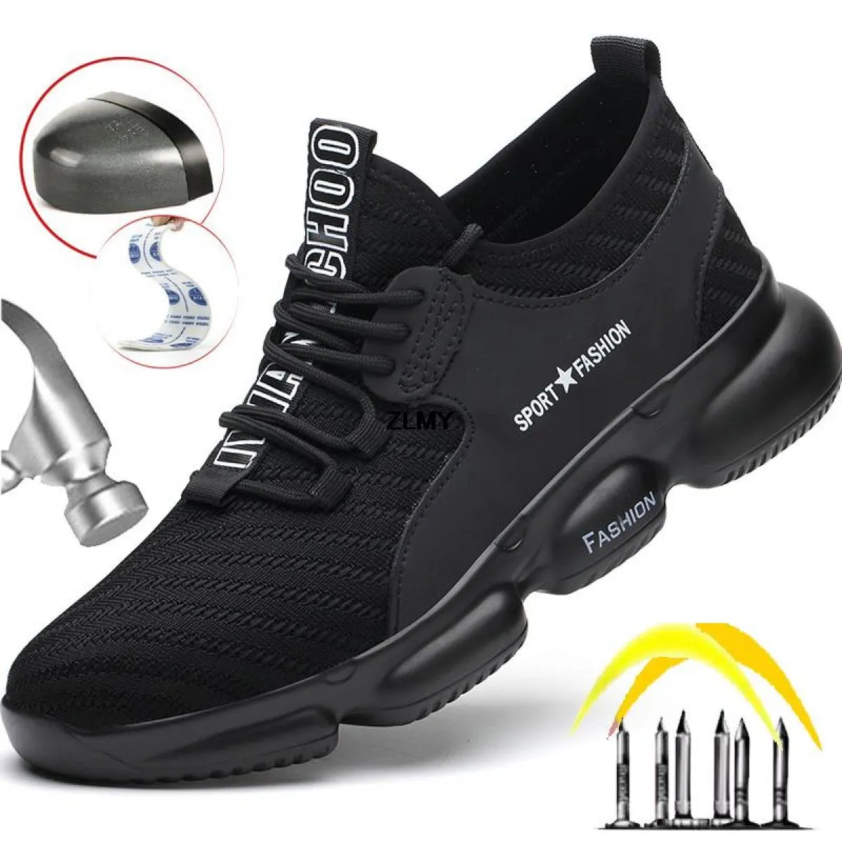 Scarpe antinfortunistiche moda Uomo Scarpe da lavoro traspiranti con punta in acciaio Uomo Sneaker industriale Stivali antinfort