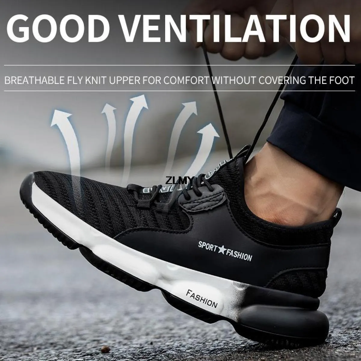 Scarpe antinfortunistiche moda Uomo Scarpe da lavoro traspiranti con punta in acciaio Uomo Sneaker industriale Stivali antinfort