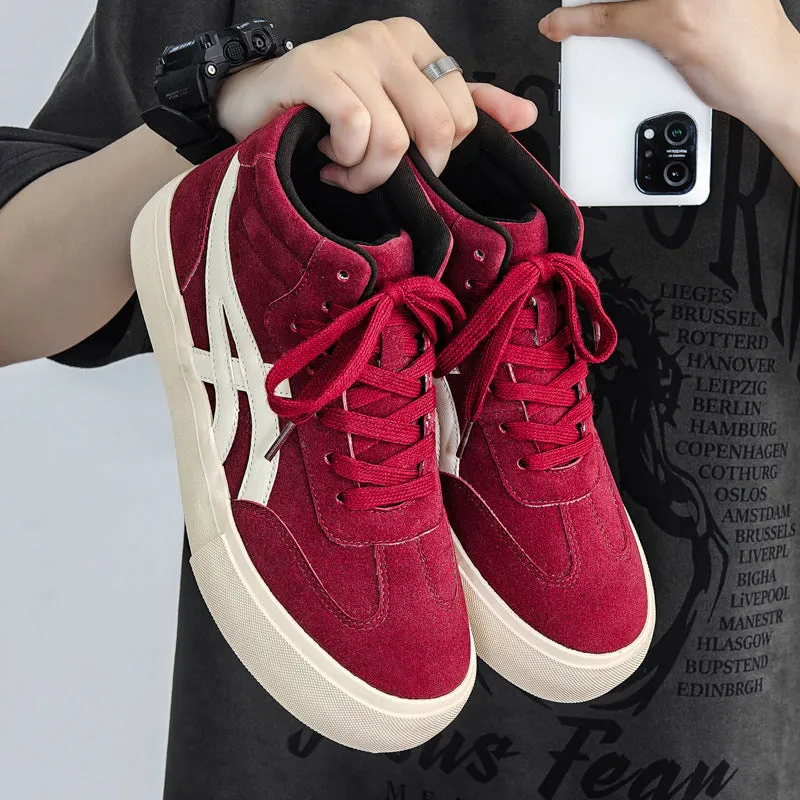 Scarpe da ginnastica casual alte da uomo in tela traspirante alla moda