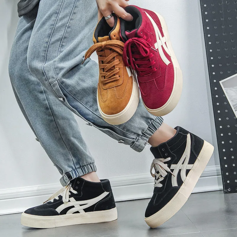 Scarpe da ginnastica casual alte da uomo in tela traspirante alla moda