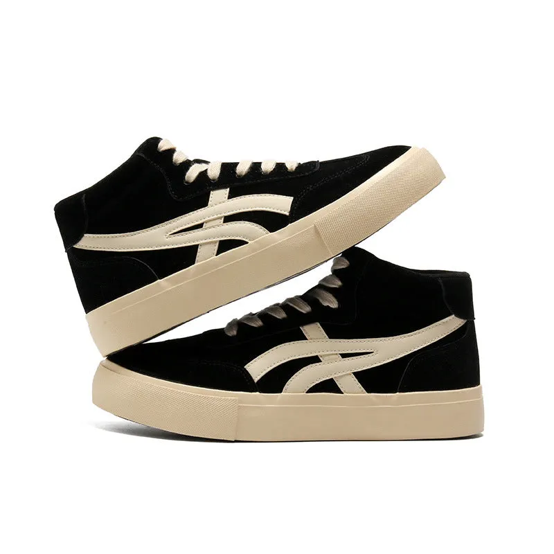Scarpe da ginnastica casual alte da uomo in tela traspirante alla moda