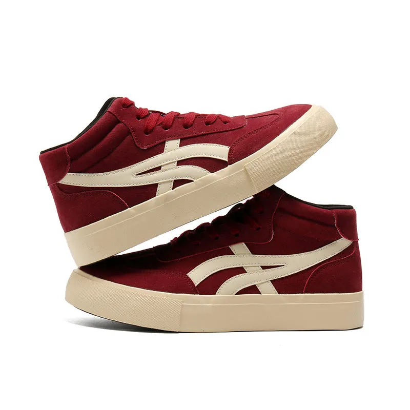 Scarpe da ginnastica casual alte da uomo in tela traspirante alla moda