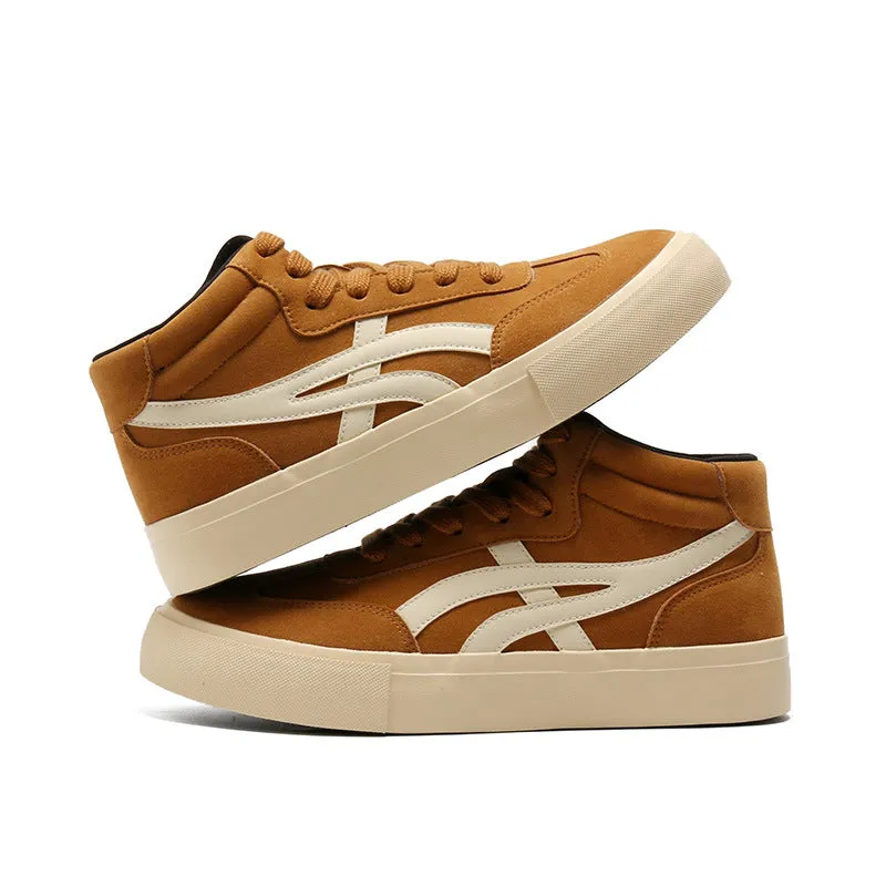 Scarpe da ginnastica casual alte da uomo in tela traspirante alla moda