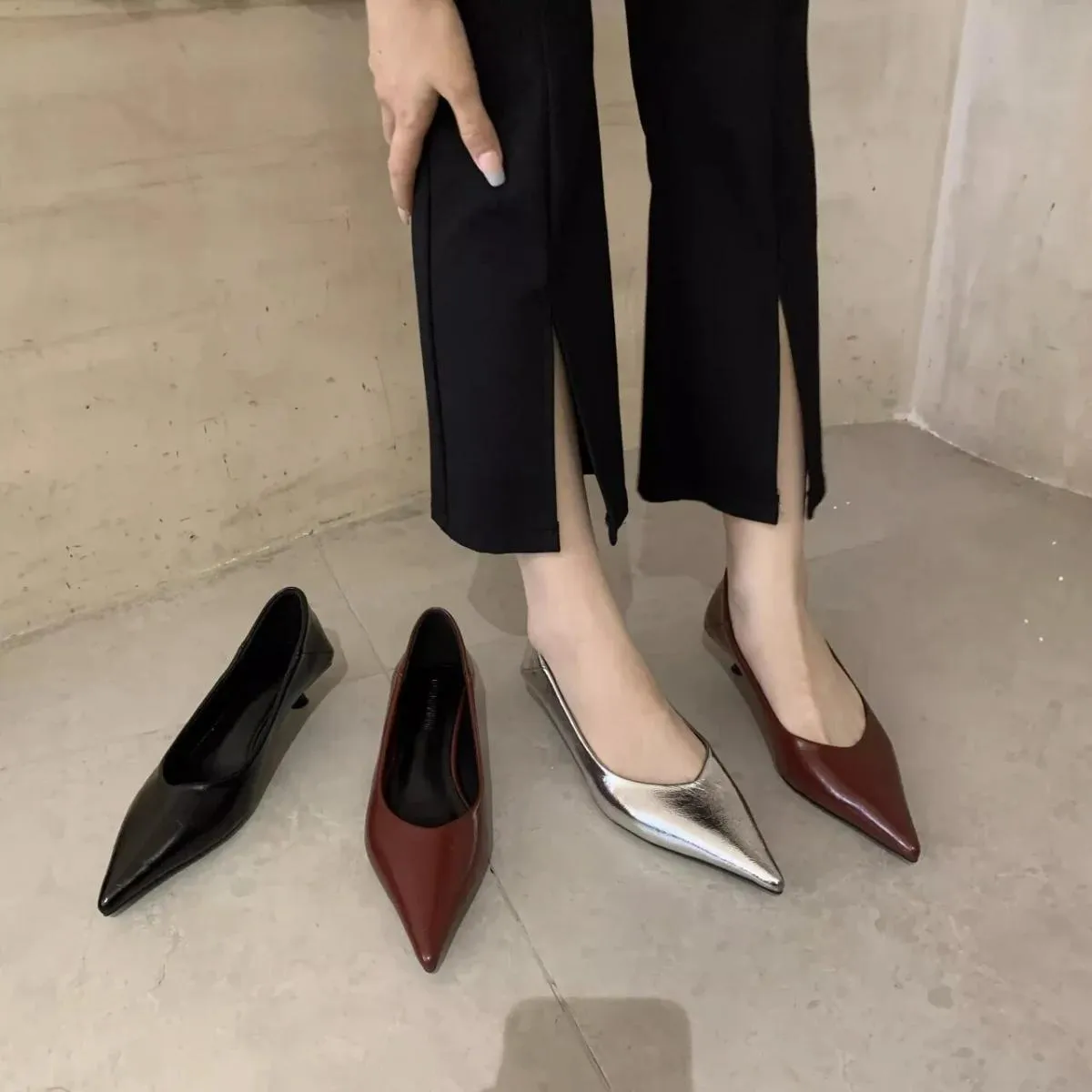 Scarpe décolleté con tacco basso di marca di moda Scarpe da donna con punta a punta femminile Slip On Scarpe da sera da donna po