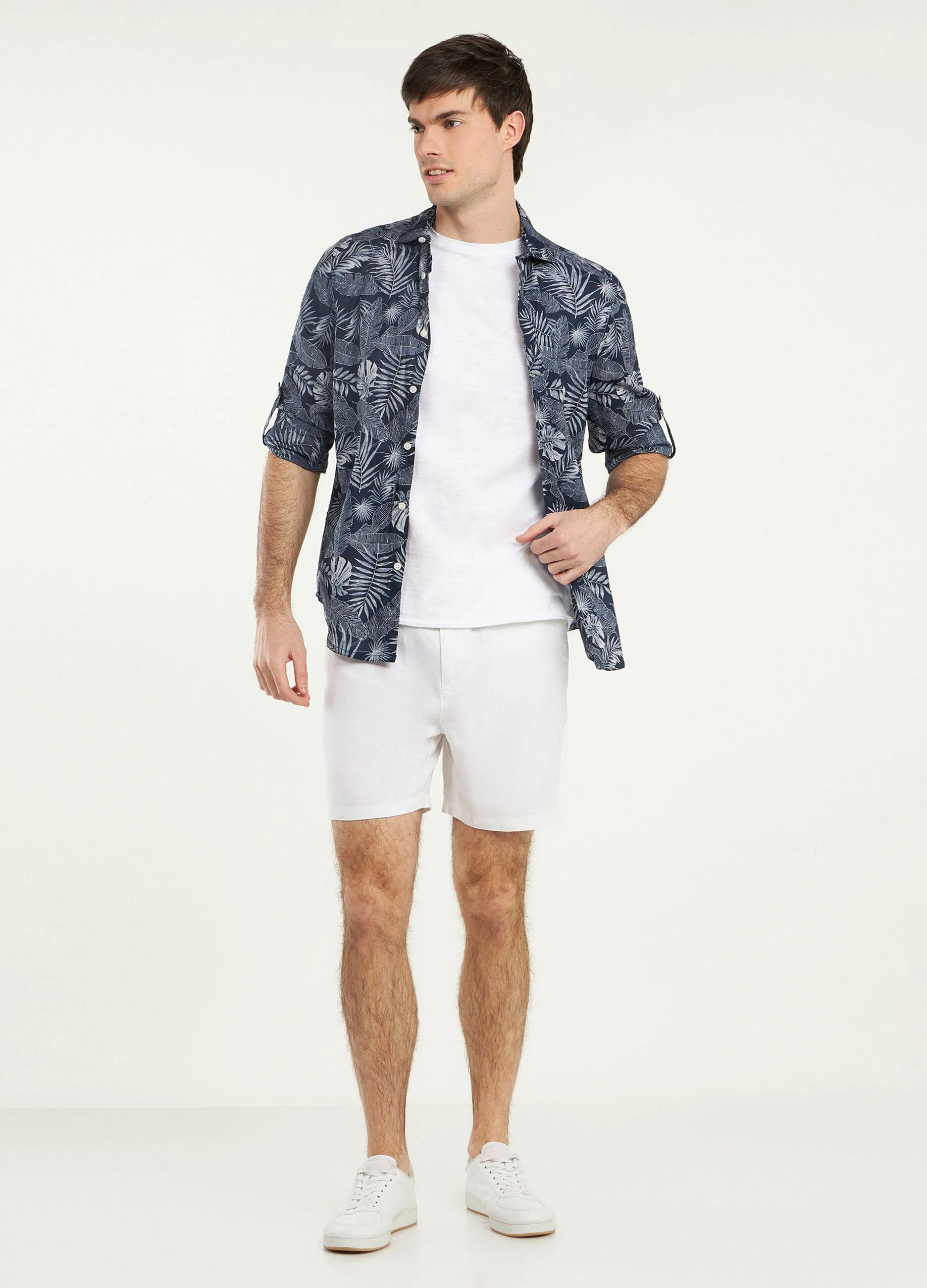 Shorts in misto lino uomo