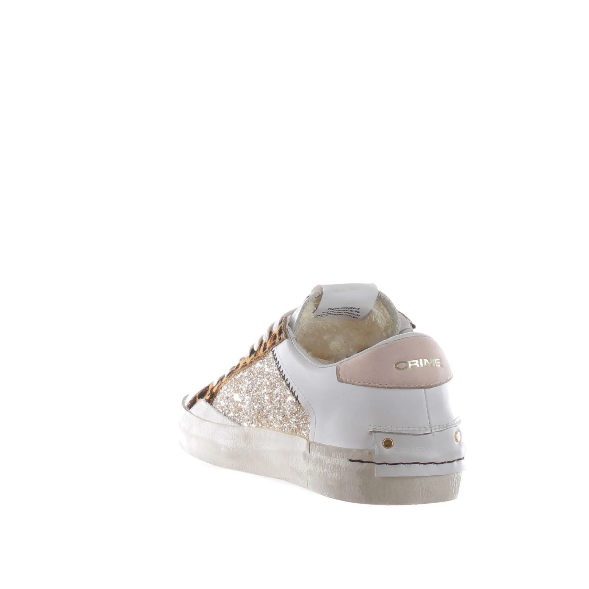 Sneaker distressed in pelle con glitter