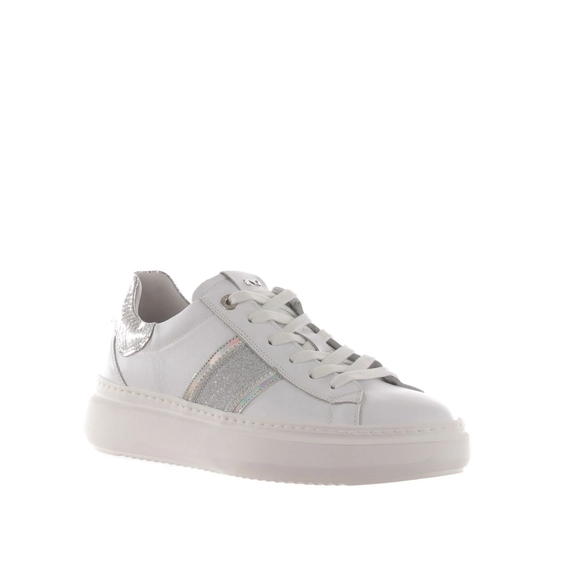 Sneaker in pelle con dettaglio in lurex