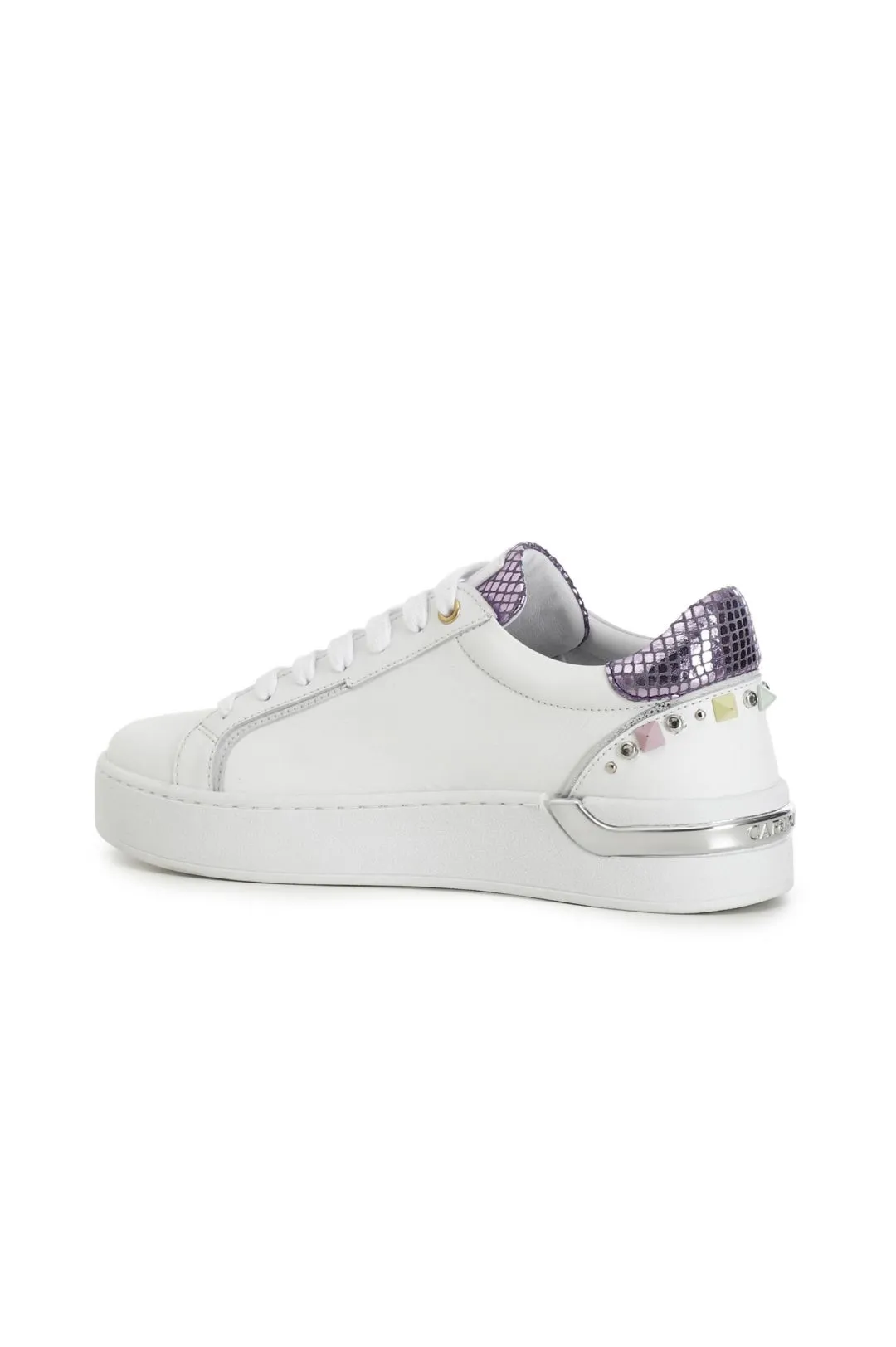sneakers basse in pelle con inserti 3d colorati bianco