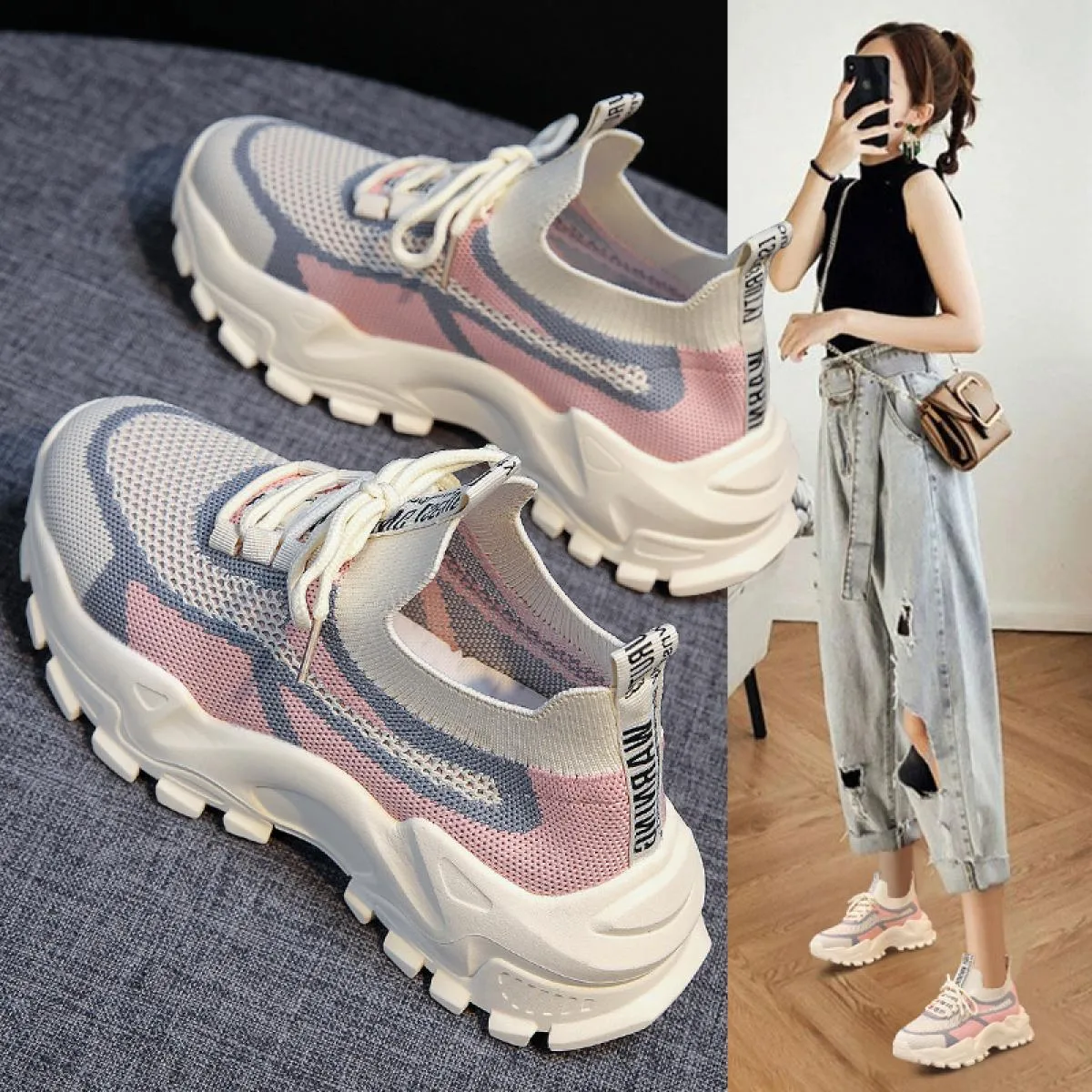 Sneakers da donna 2022 Designer Brand Scarpe da corsa Gym Mesh Traspirante Scarpe da donna di lusso Moda di lusso Ladies Tennis