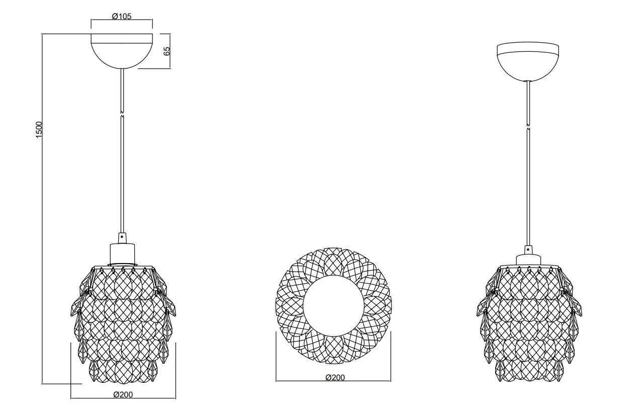 Sospensione Petty Grappolo Gemme Cromo Ø20 cm Trio Lighting