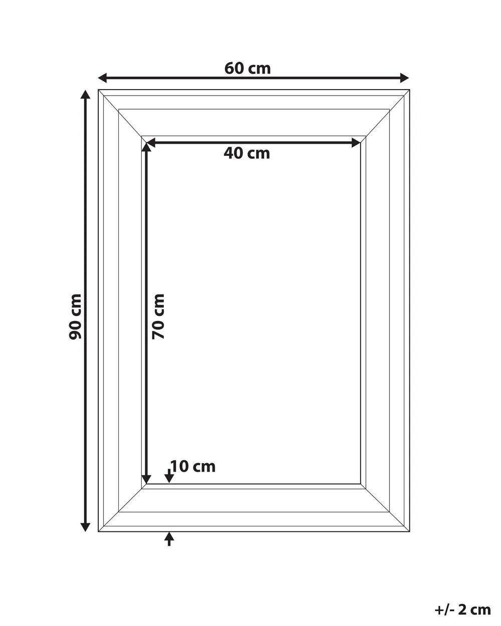 Specchio LUNEL 60 cm 90 cm Nero