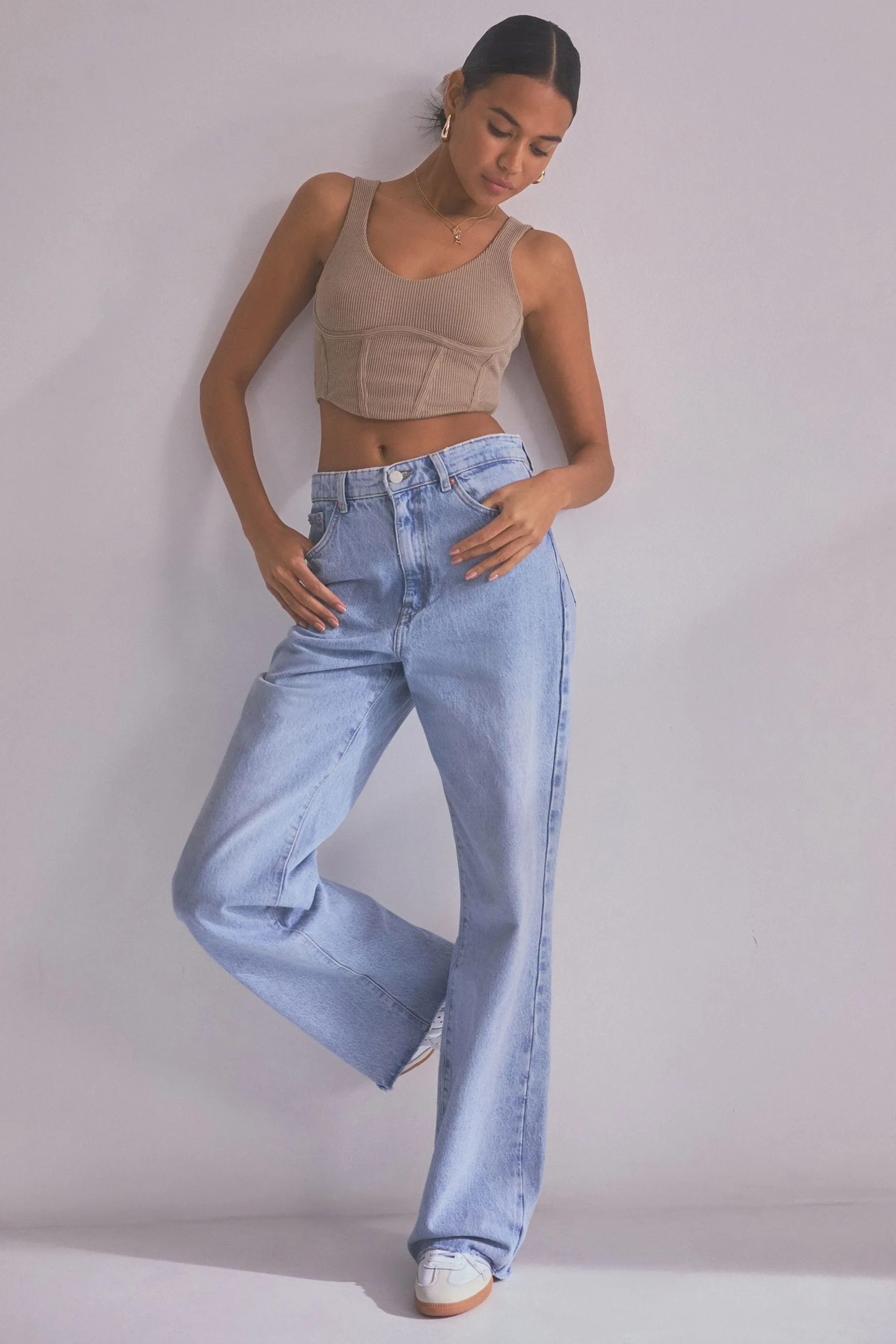 stesso. Scollo rotondo - Top a corsetto in jersey a coste