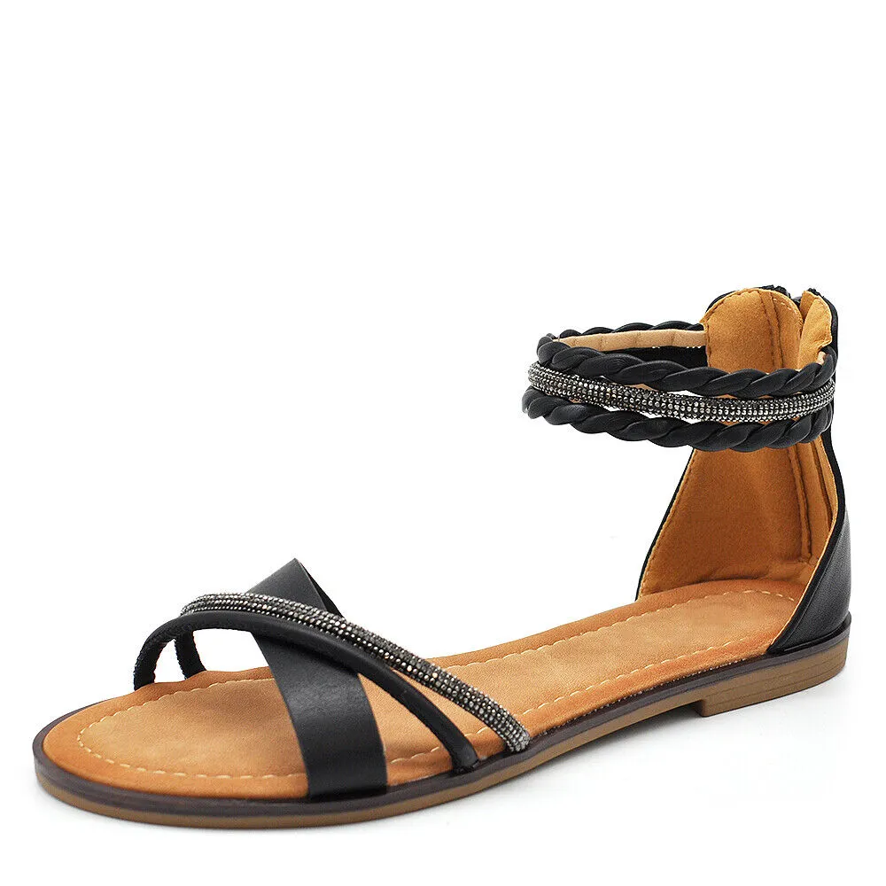 Stivali Estivi Scarpe Sandali Gioielo Bassi Da Donna Cinturini Caviglia 6W9110