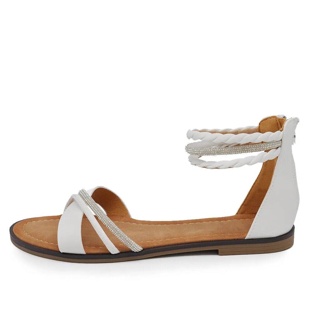 Stivali Estivi Scarpe Sandali Gioielo Bassi Da Donna Cinturini Caviglia 6W9110