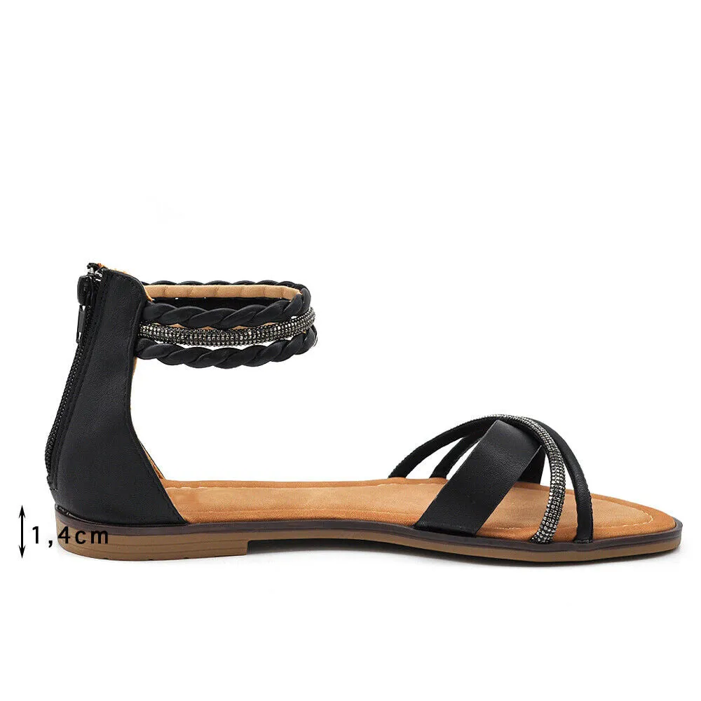 Stivali Estivi Scarpe Sandali Gioielo Bassi Da Donna Cinturini Caviglia 6W9110