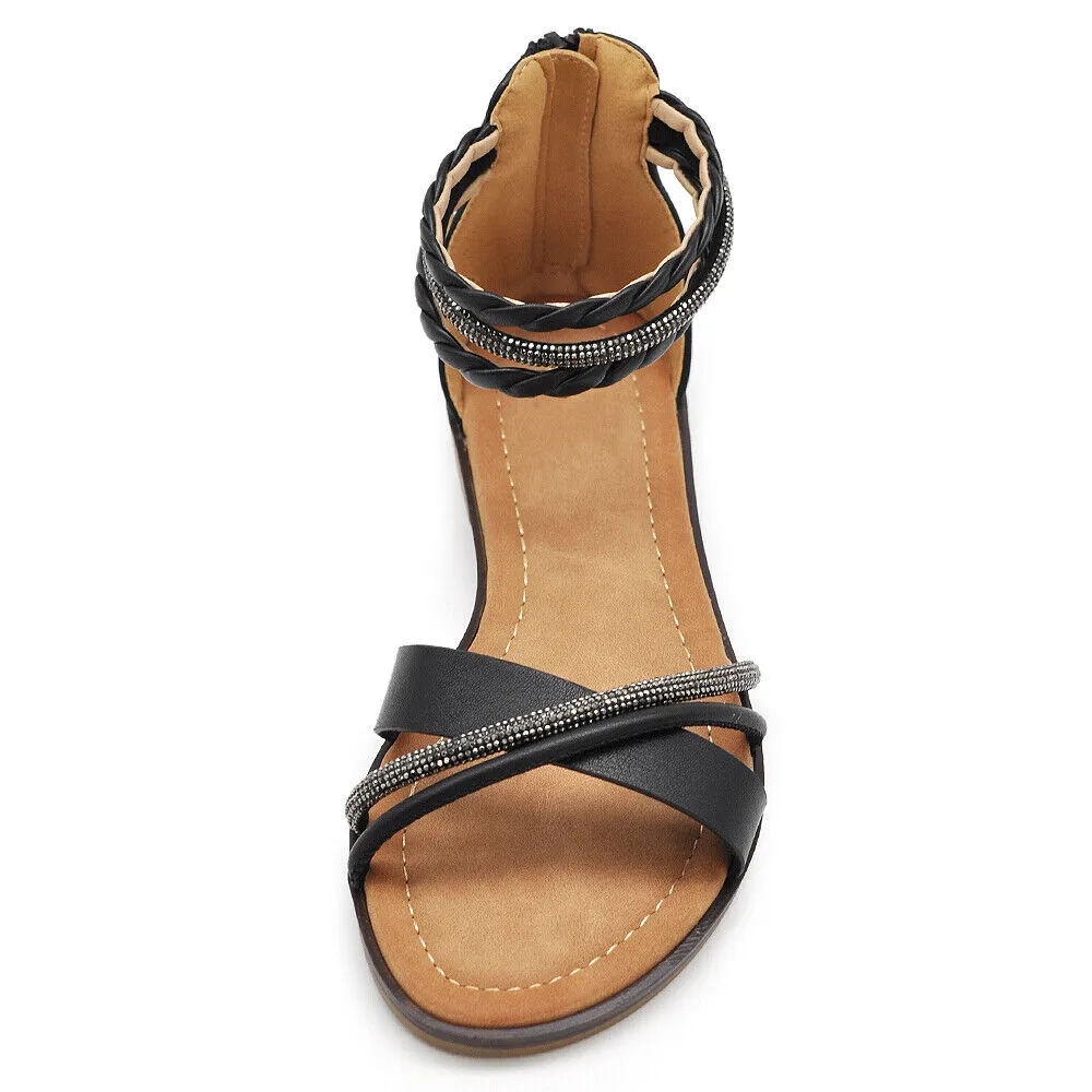Stivali Estivi Scarpe Sandali Gioielo Bassi Da Donna Cinturini Caviglia 6W9110