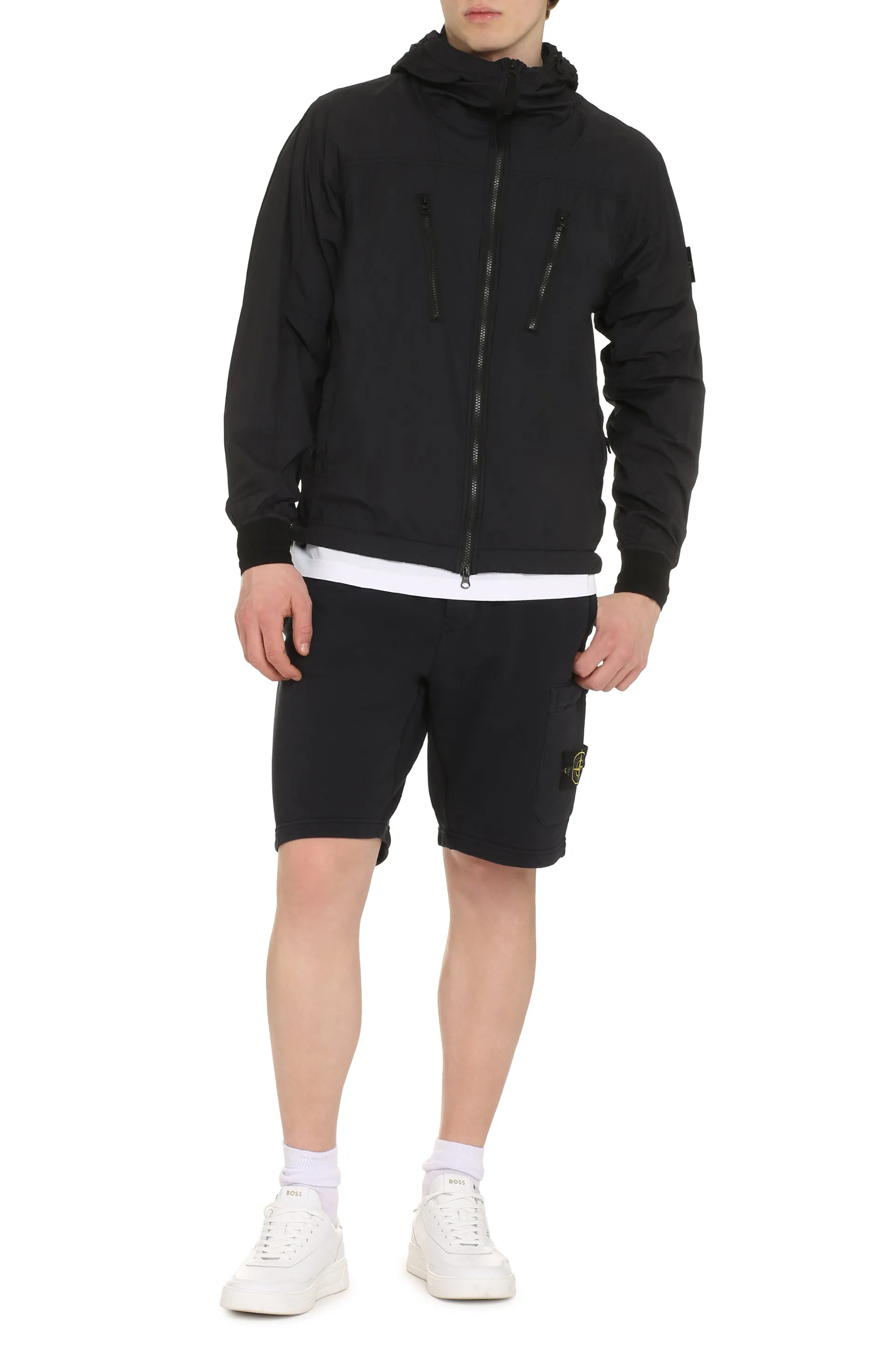 Stone Island Giacca in tessuto tecnico con zip e cappuccio