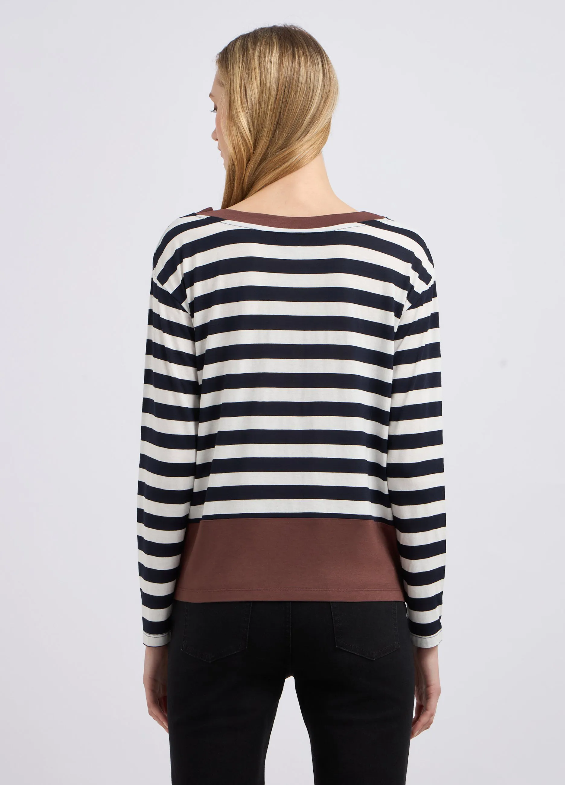 T-shirt a maniche lunghe a righe donna