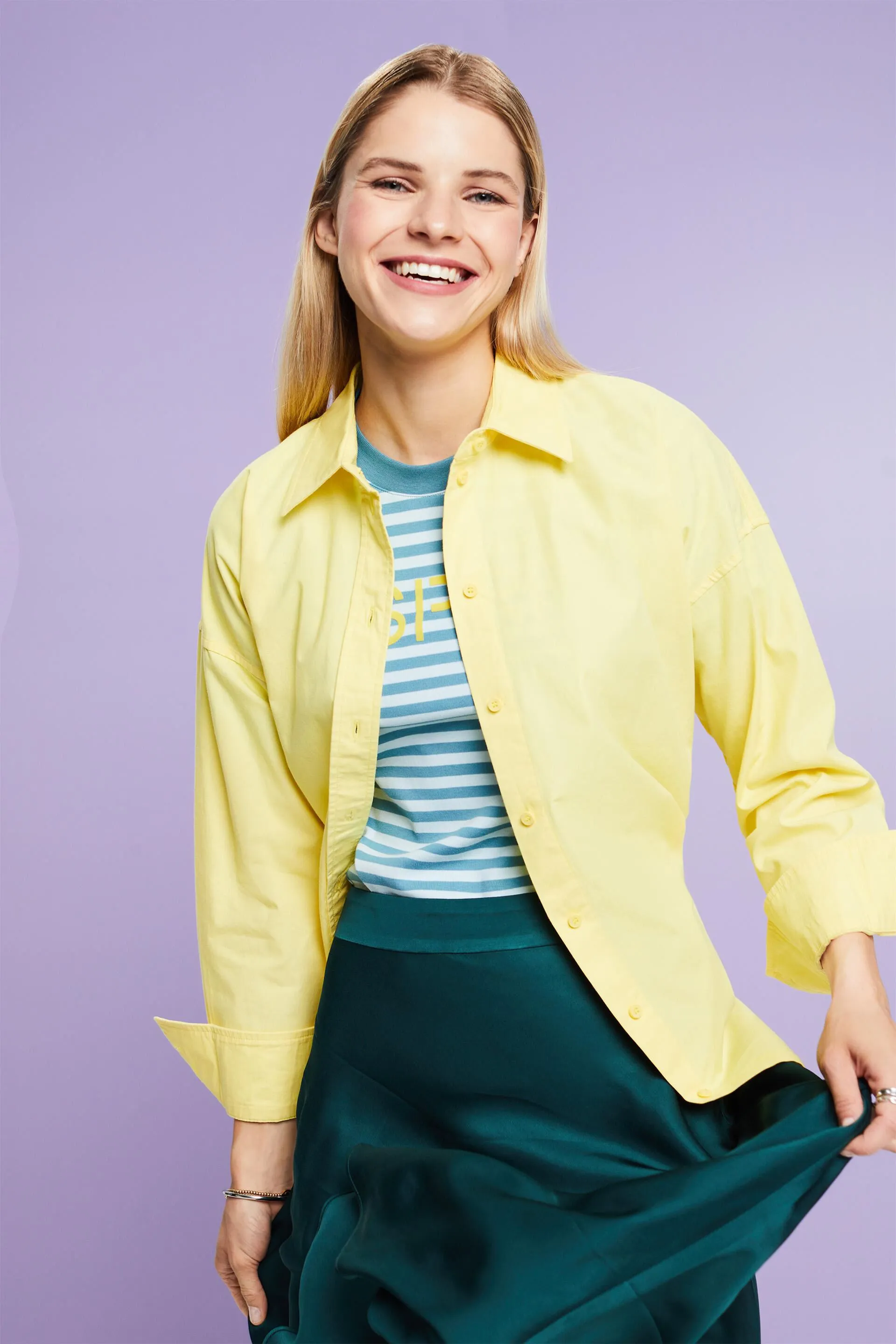 T-shirt in cotone a righe con stampa del logo
