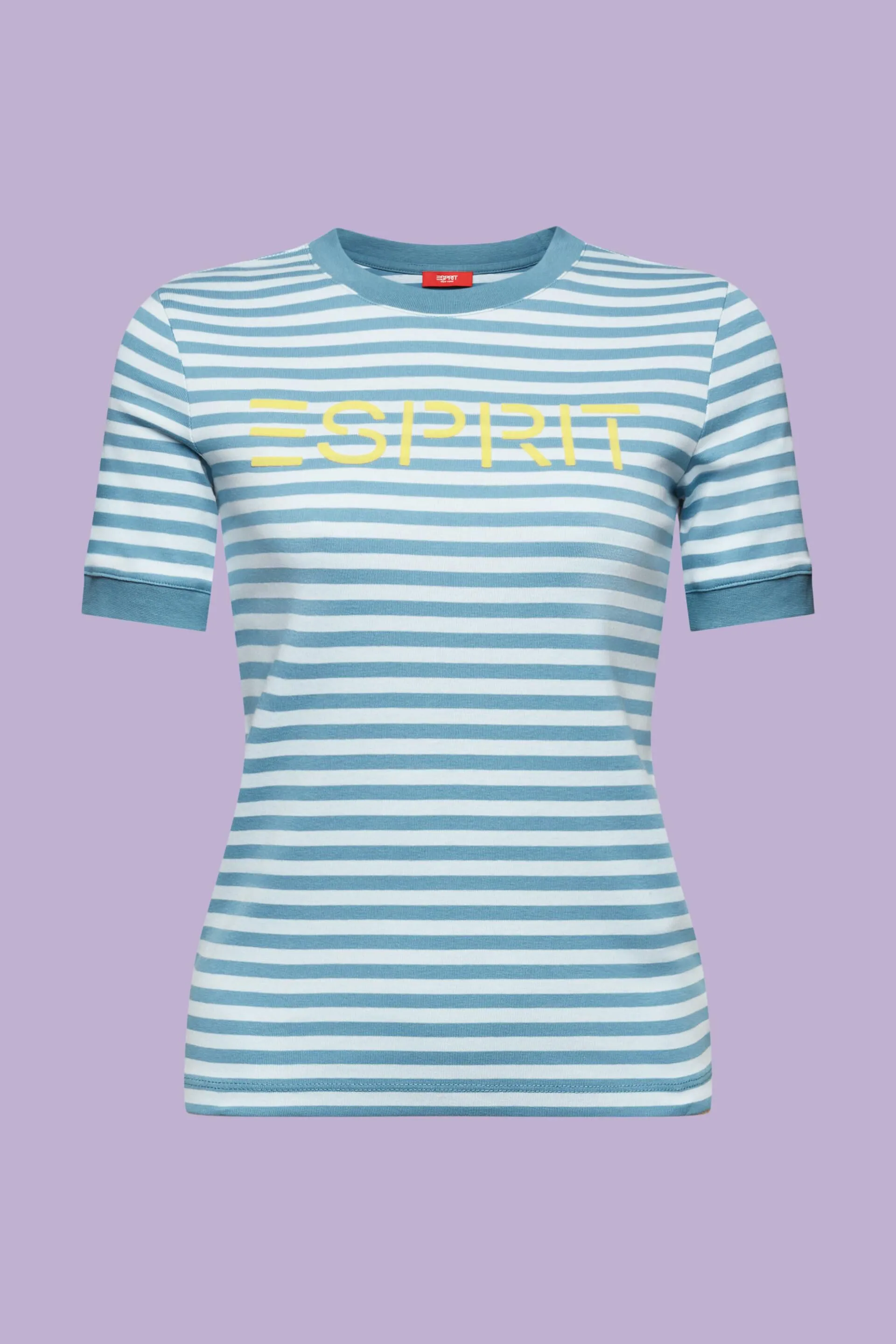 T-shirt in cotone a righe con stampa del logo