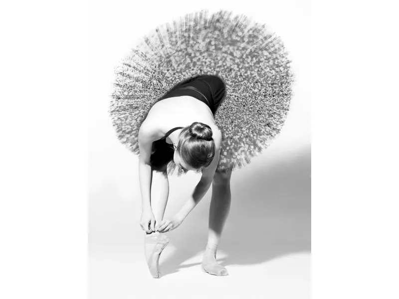 Tela stampata immagine ballerina in bianco e nero 60x80 cm