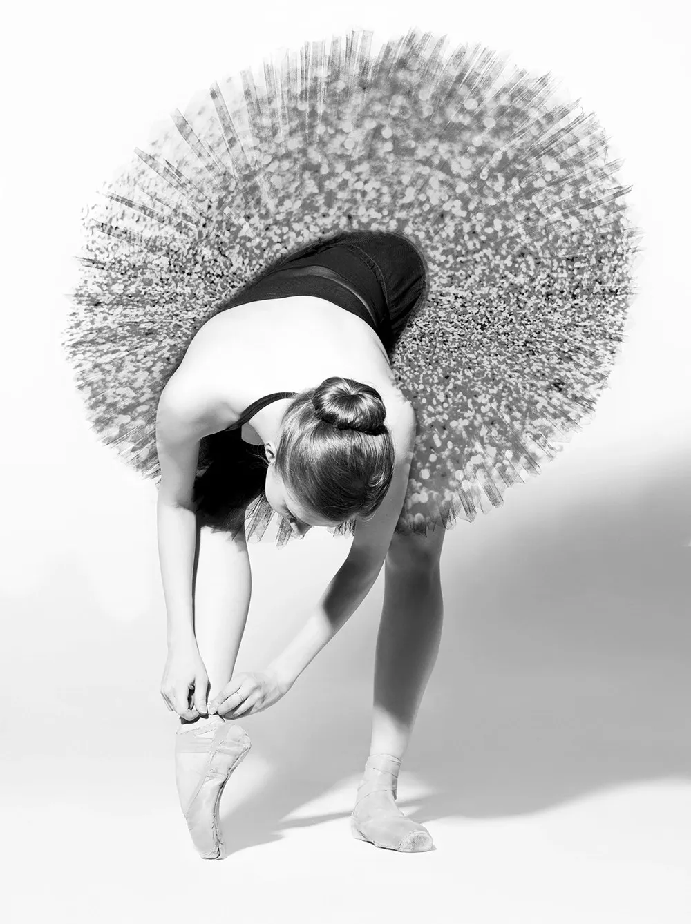 Tela stampata immagine ballerina in bianco e nero 60x80 cm