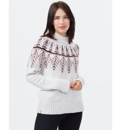Tentree Highline Wool Intarsia Sweater da donna (Oatmeal Heather/Mesa Red/Mulberry)