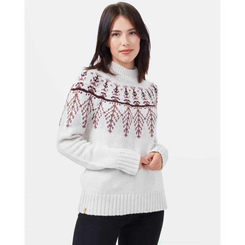 Tentree Highline Wool Intarsia Sweater da donna (Oatmeal Heather/Mesa Red/Mulberry)