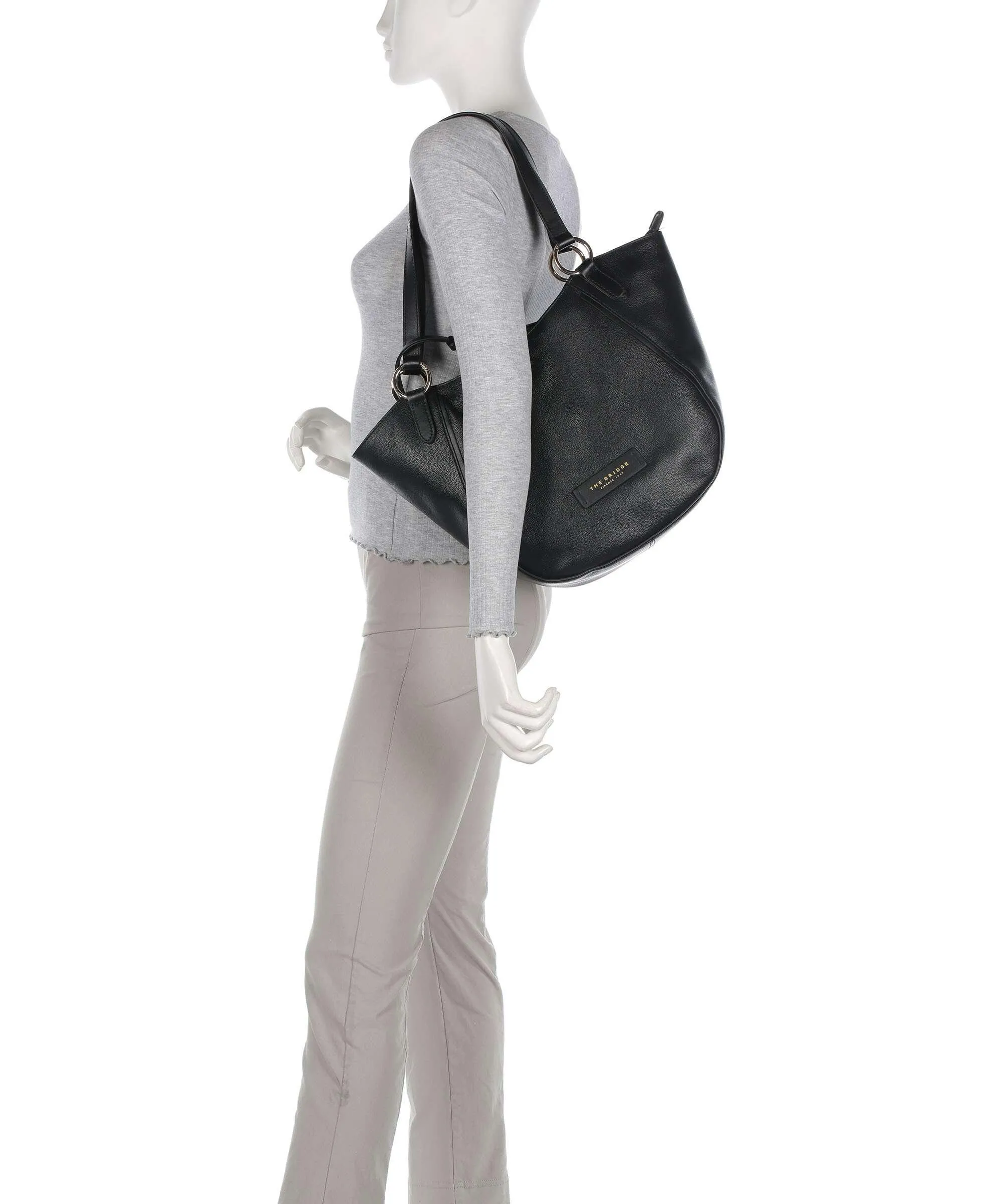  The Bridge Domitilla Borsa shopper pelle di vacchetta grana nero  