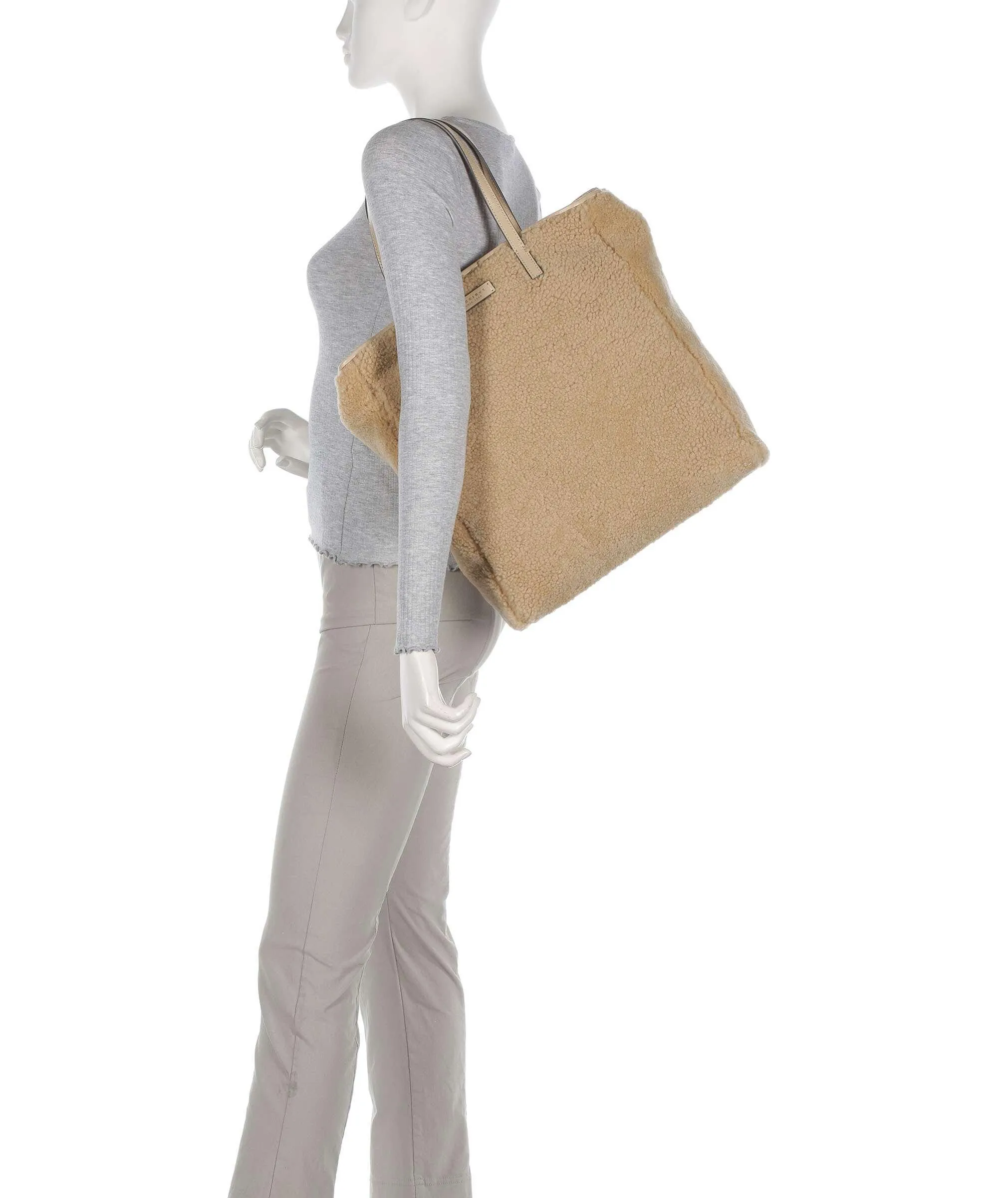  The Bridge Mirra Wow Borsa shopper pelliccia, pelle bovina marrone chiaro  