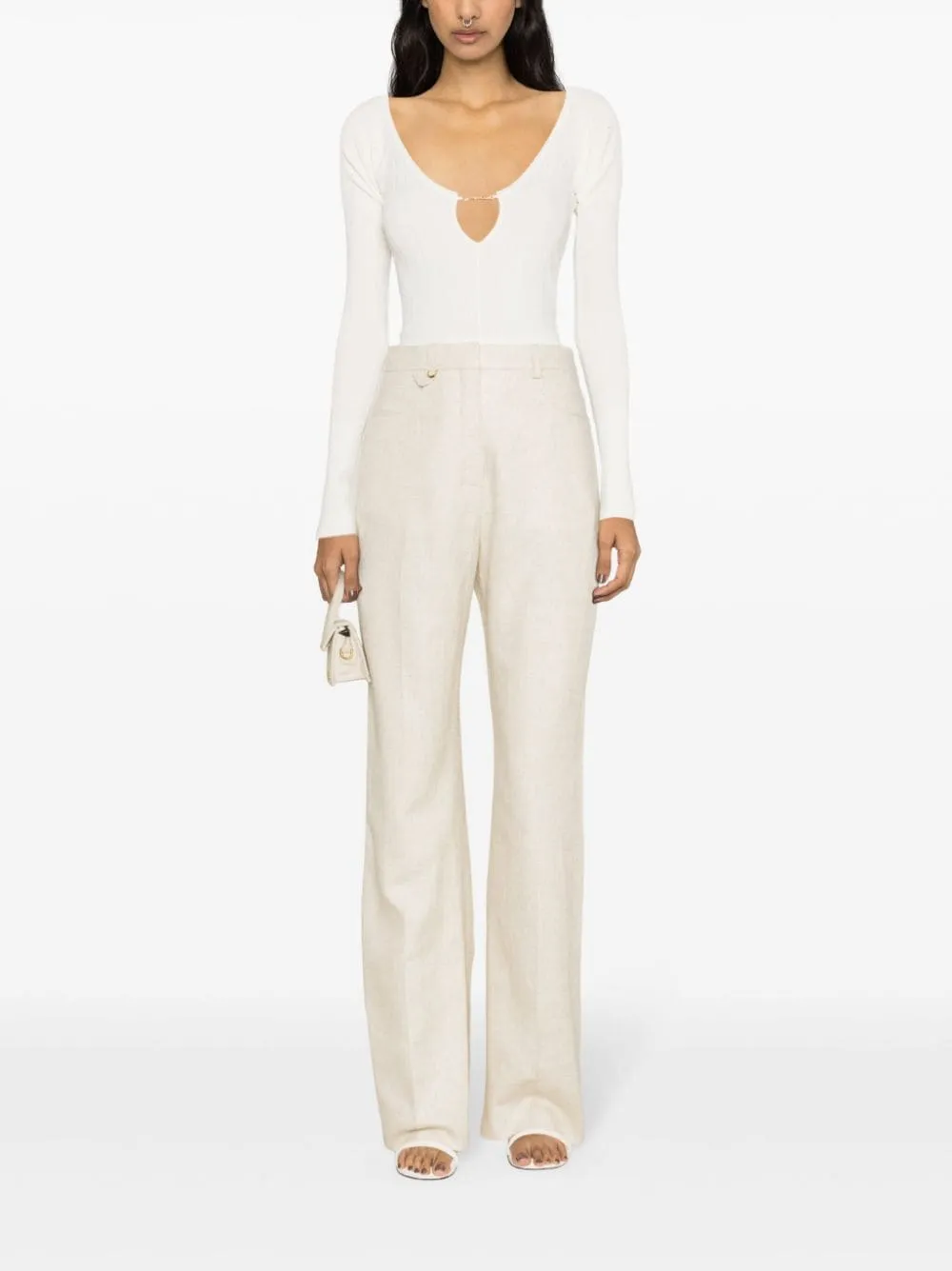 Top a coste Le Haut Pralu in bianco - donna
