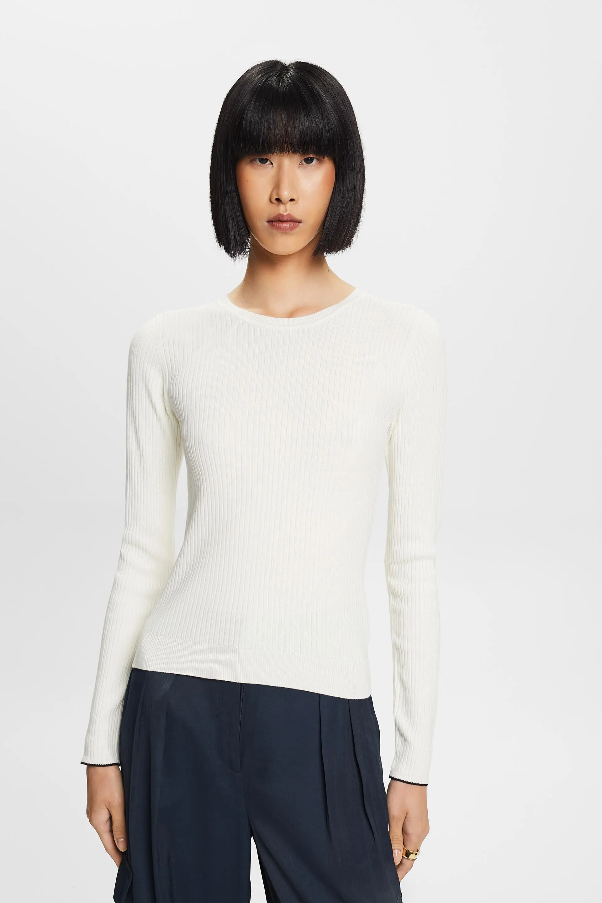 Top a righe in maglia a coste