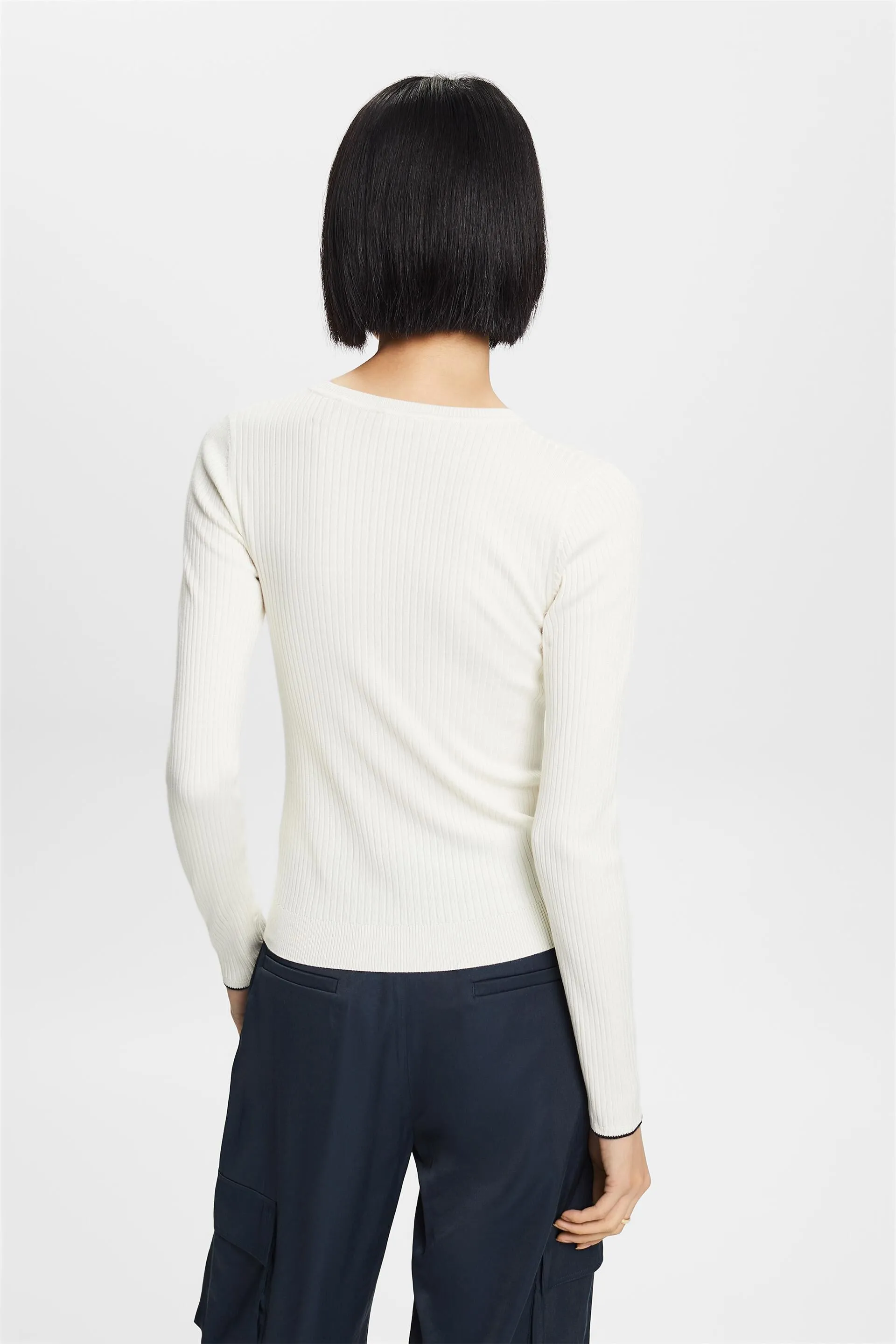 Top a righe in maglia a coste