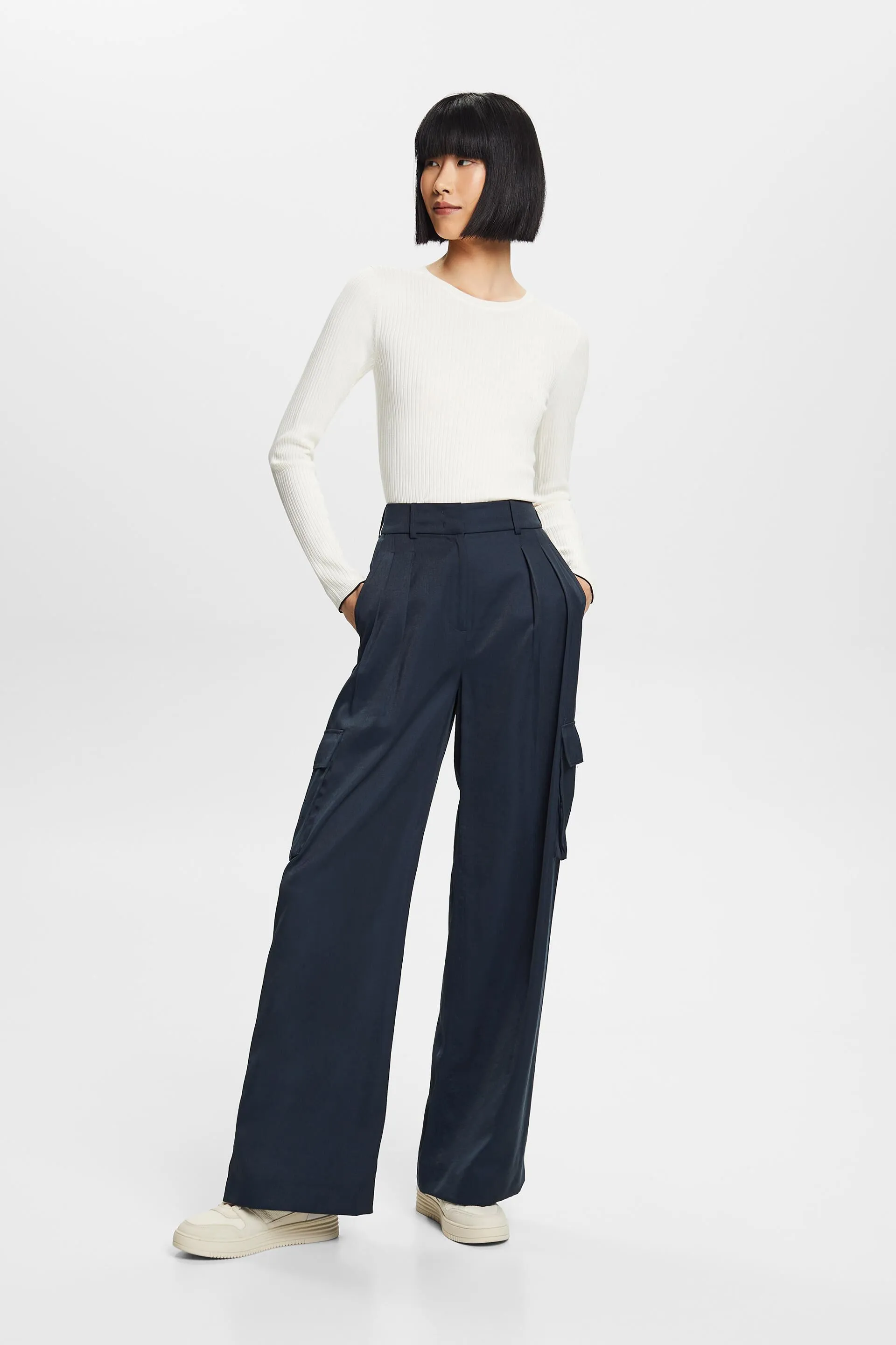 Top a righe in maglia a coste