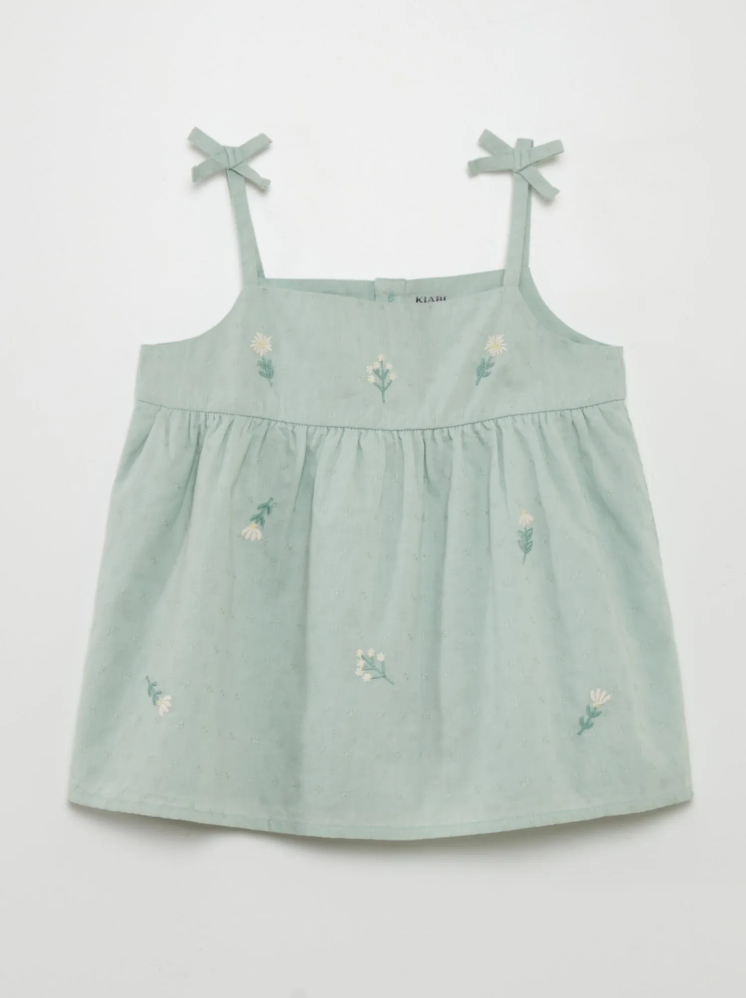 Top con spalline sottili e ricami - blu