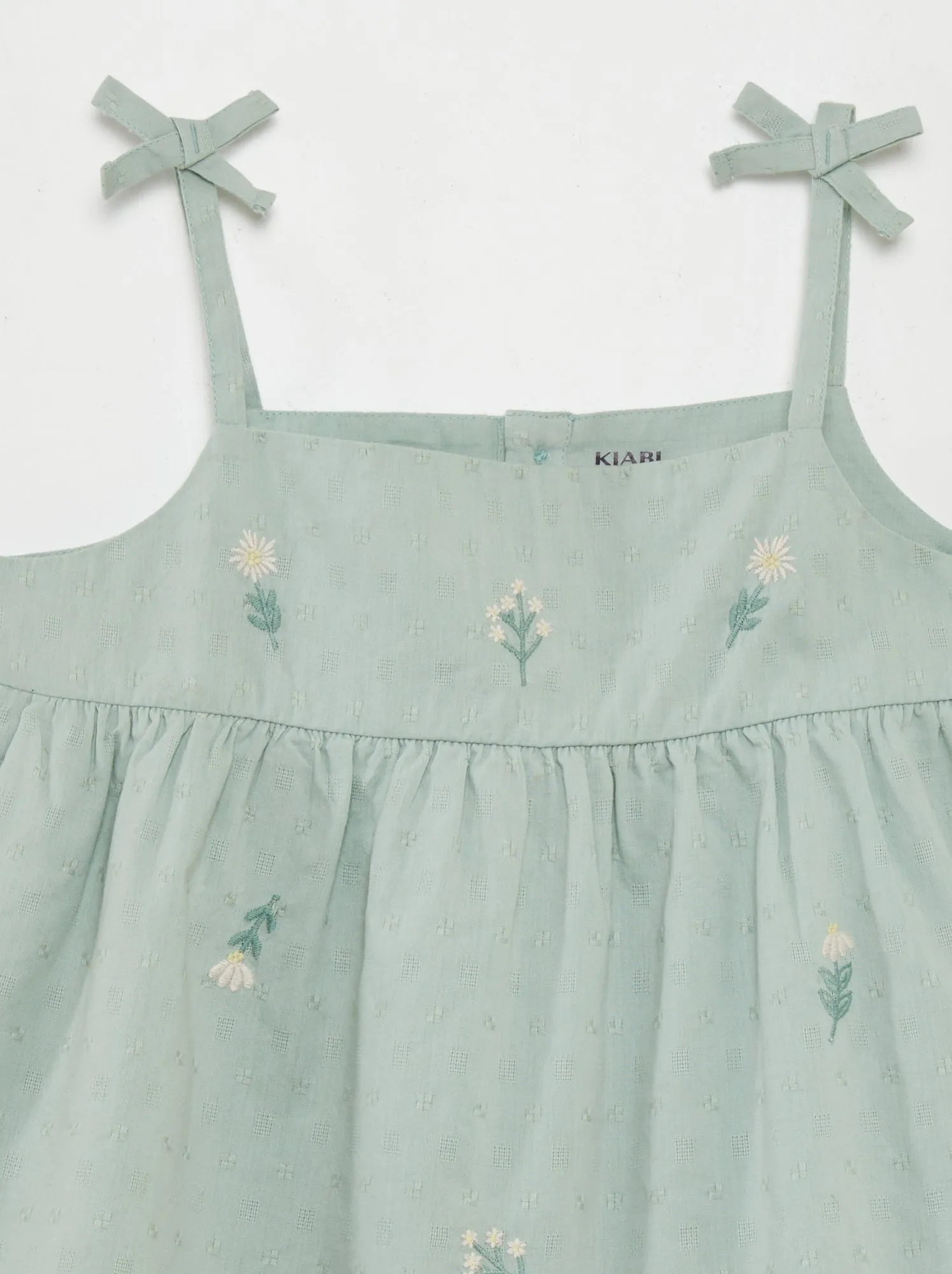 Top con spalline sottili e ricami - blu